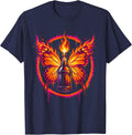 Molotov Butterfly Flame Wings Graphic Design T-Shirt - Navy Blue