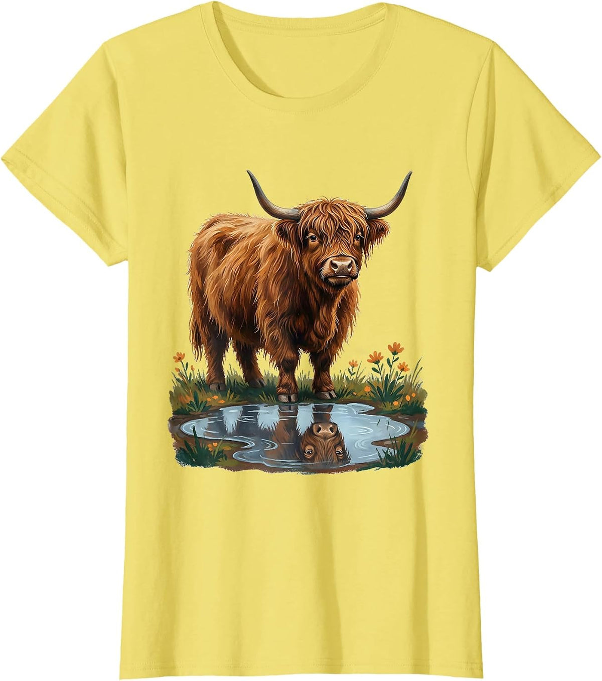Calm Highland Cow Cute Scottish Humor Gift T-Shirt - Lemon Yellow