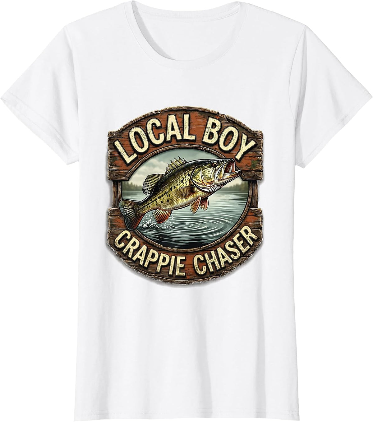 Local Boy Crappie Chaser Vintage Design T-Shirt - White