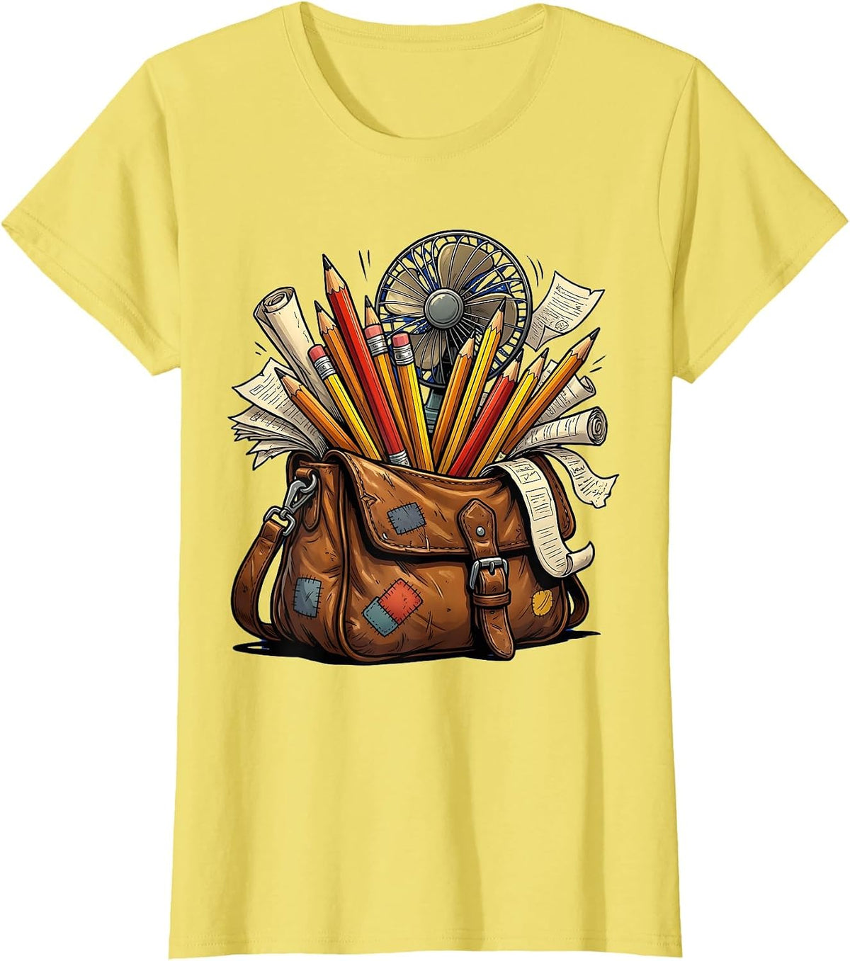 Spanish Teacher Satchel Overflowing With Supplies T-Shirt - Lemon Yellow