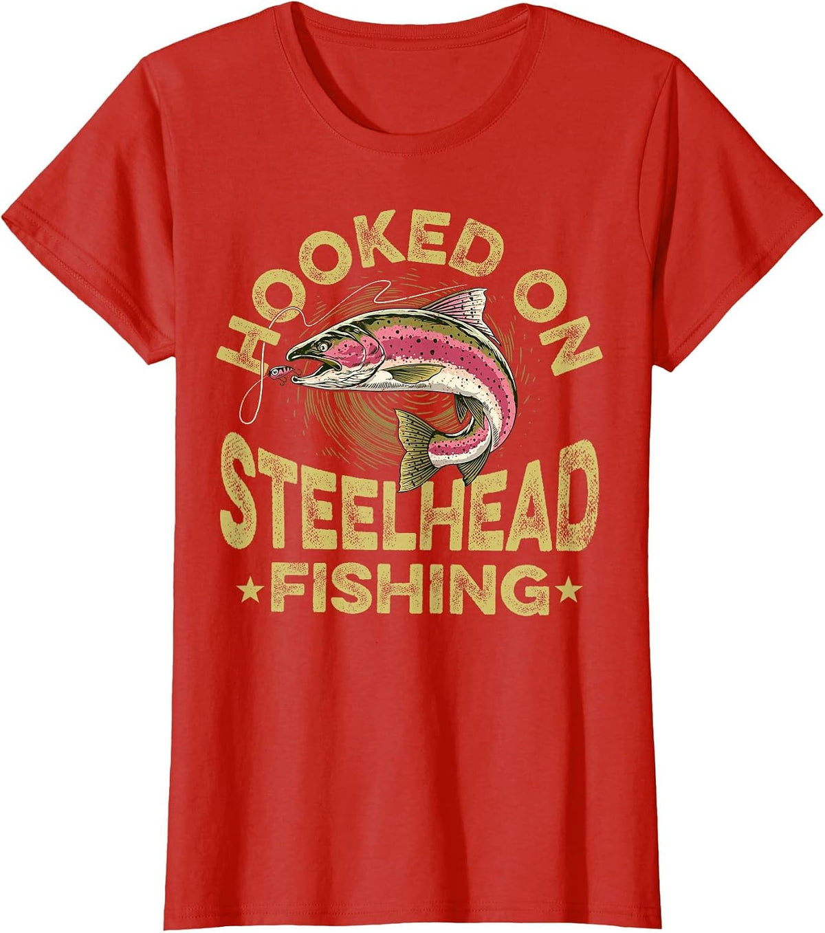 Hooked On Steelhead Fishing T-Shirt - Red