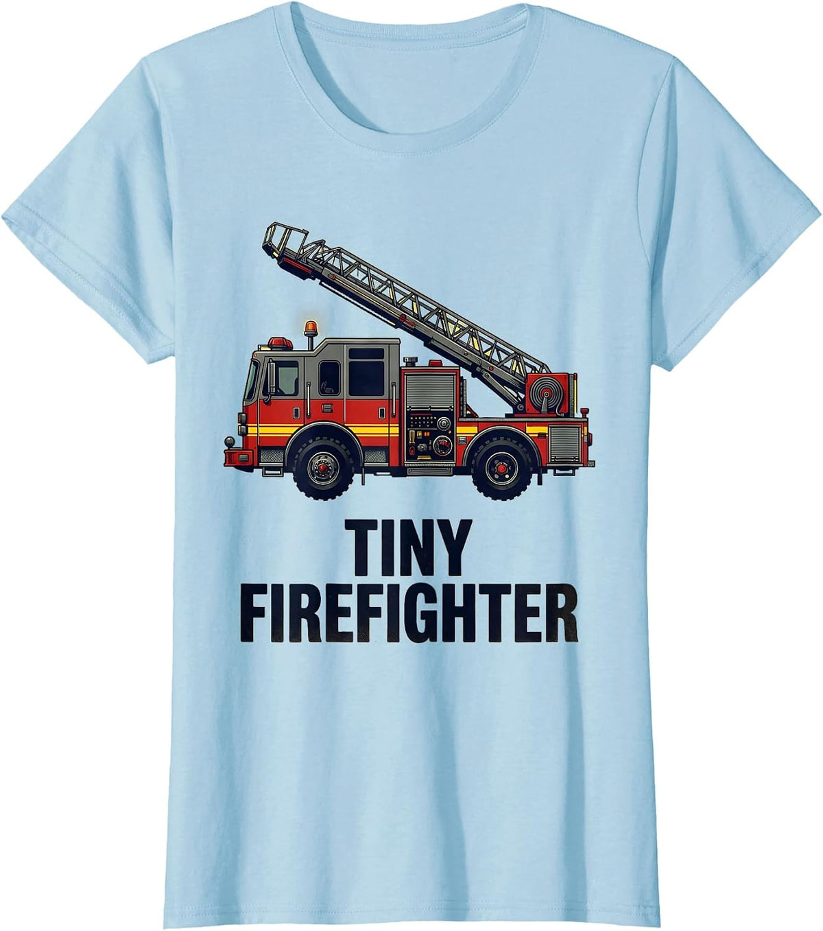 Women's Tiny Firefighter Cute Fire Truck Toddler Future Firefighter T-Shirt - Baby Blue