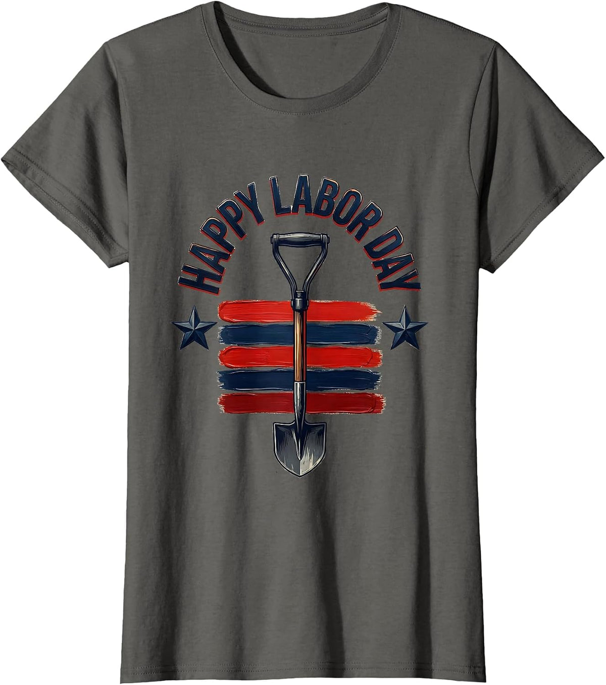 Women's Happy Labor Day Patriotic Union Pride Sign Painter Style T-Shirt - Asphalt Grey