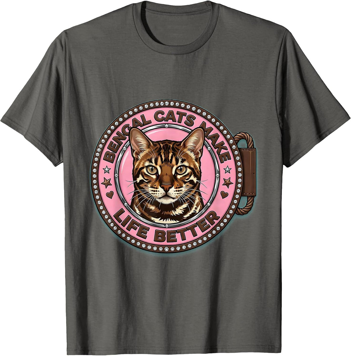 Men's Bengal Cats Make Life Better Cat Lover Design T-Shirt - Asphalt Grey