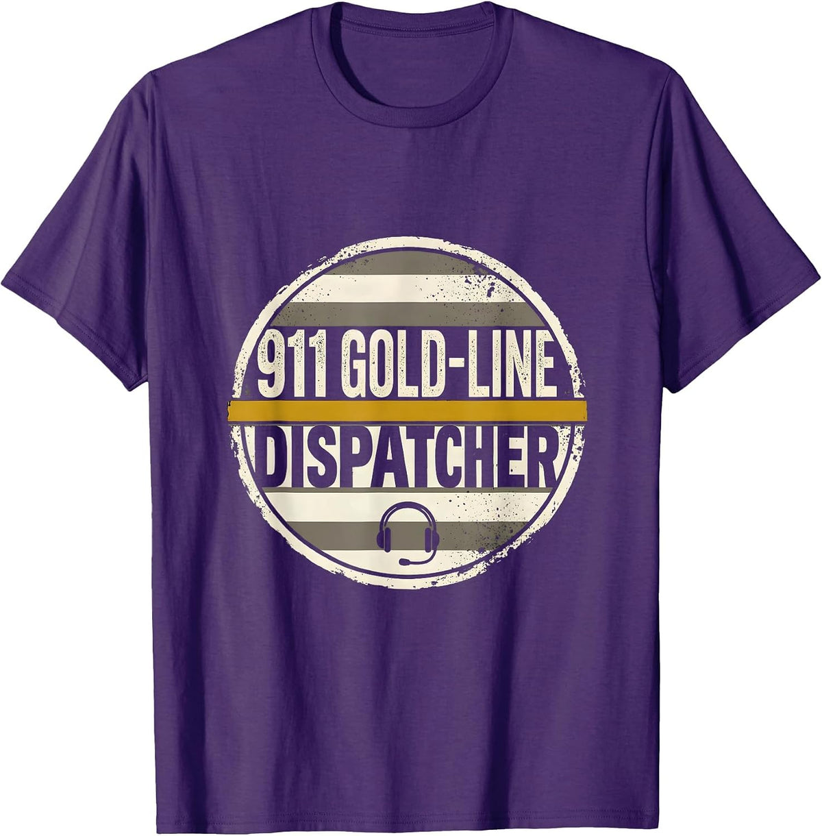 911 Gold-Line Dispatcher Thin Line Tribute Gift T-Shirt - Purple