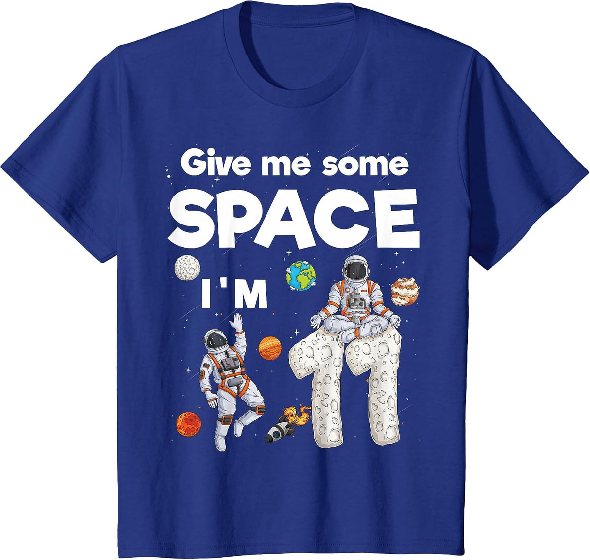 Outer Space Astronaut Planets Eleven Year Old 11th Birthday T-Shirt - Royal Blue