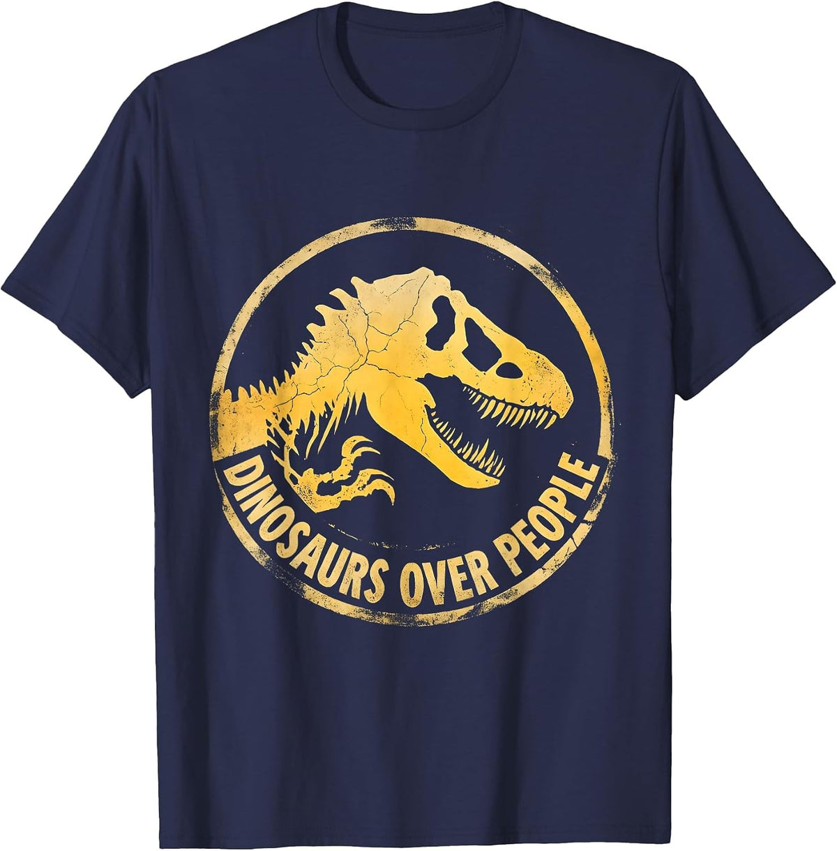 Dinosaurs Over People T-Rex Lover Design T-Shirt - Navy Blue