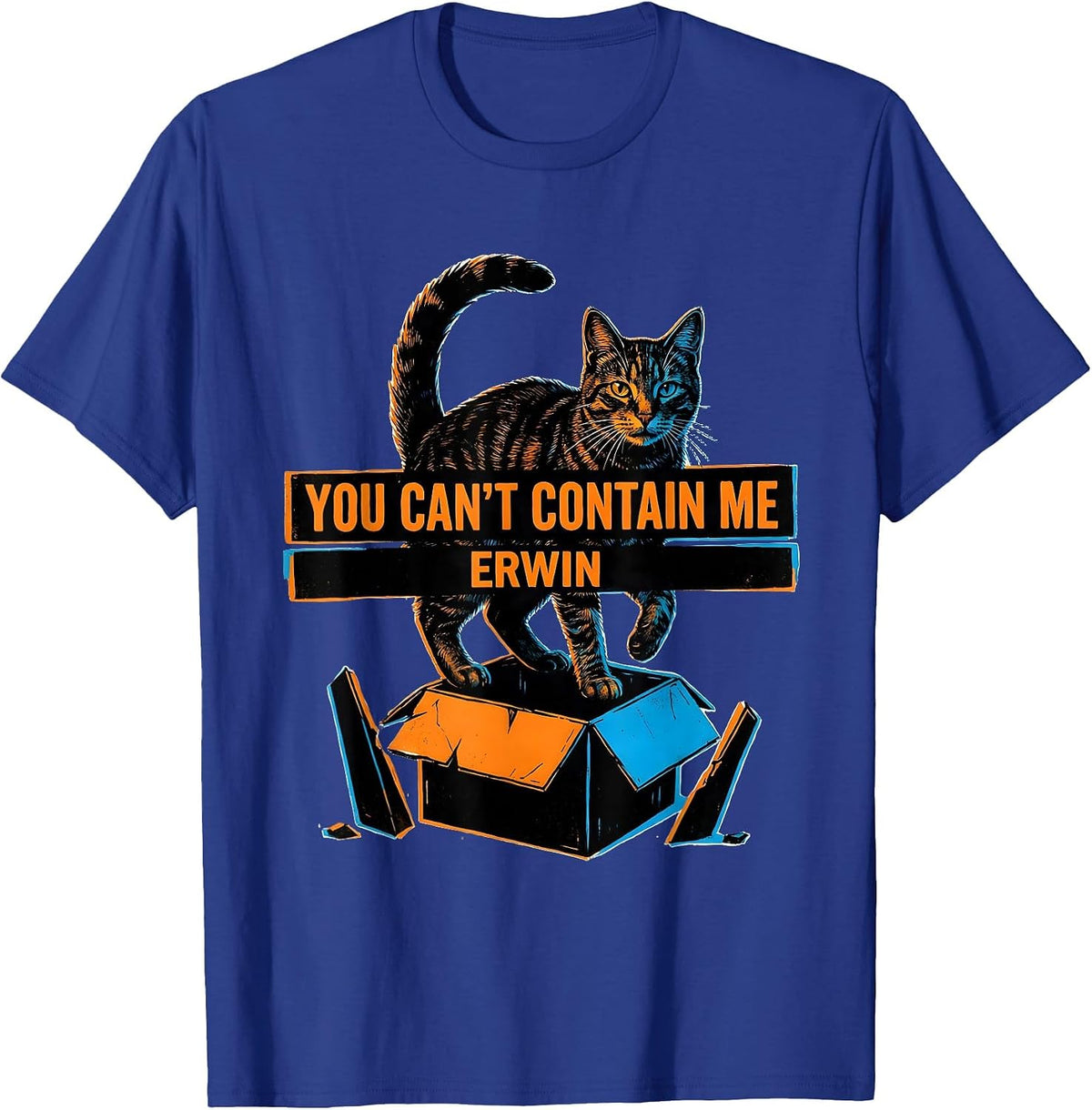 You Can't Contain Me Erwin Funny Quantum Physics Cat Lover T-Shirt - Royal Blue