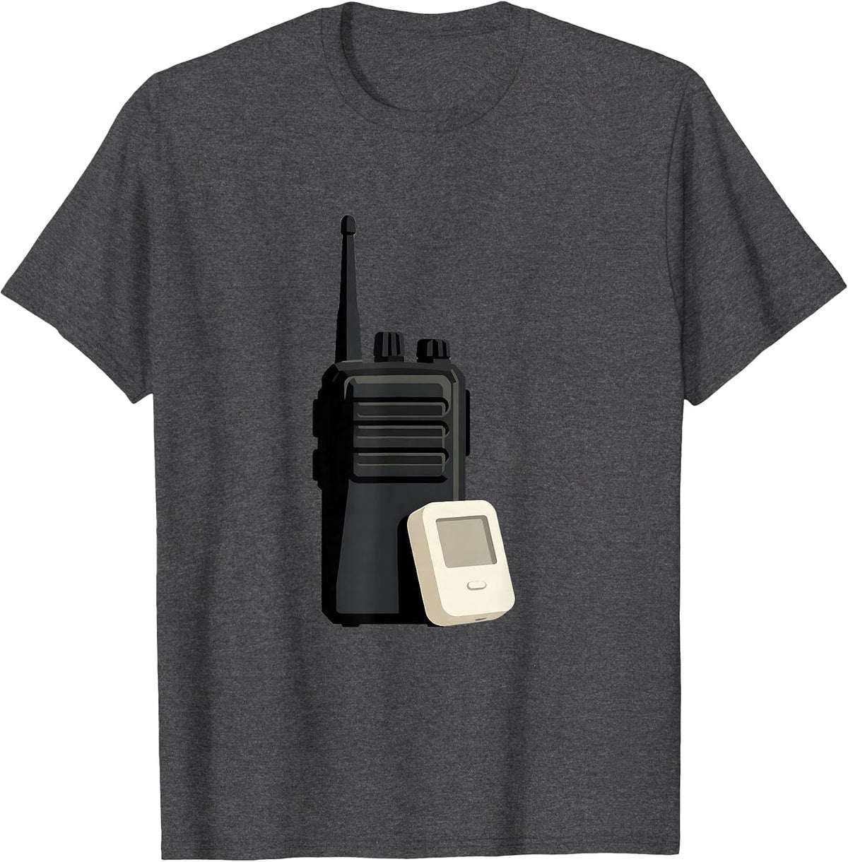 Firefighter Radio Baby Monitor Editorial Conceptual T-Shirt - Dark Heather Grey