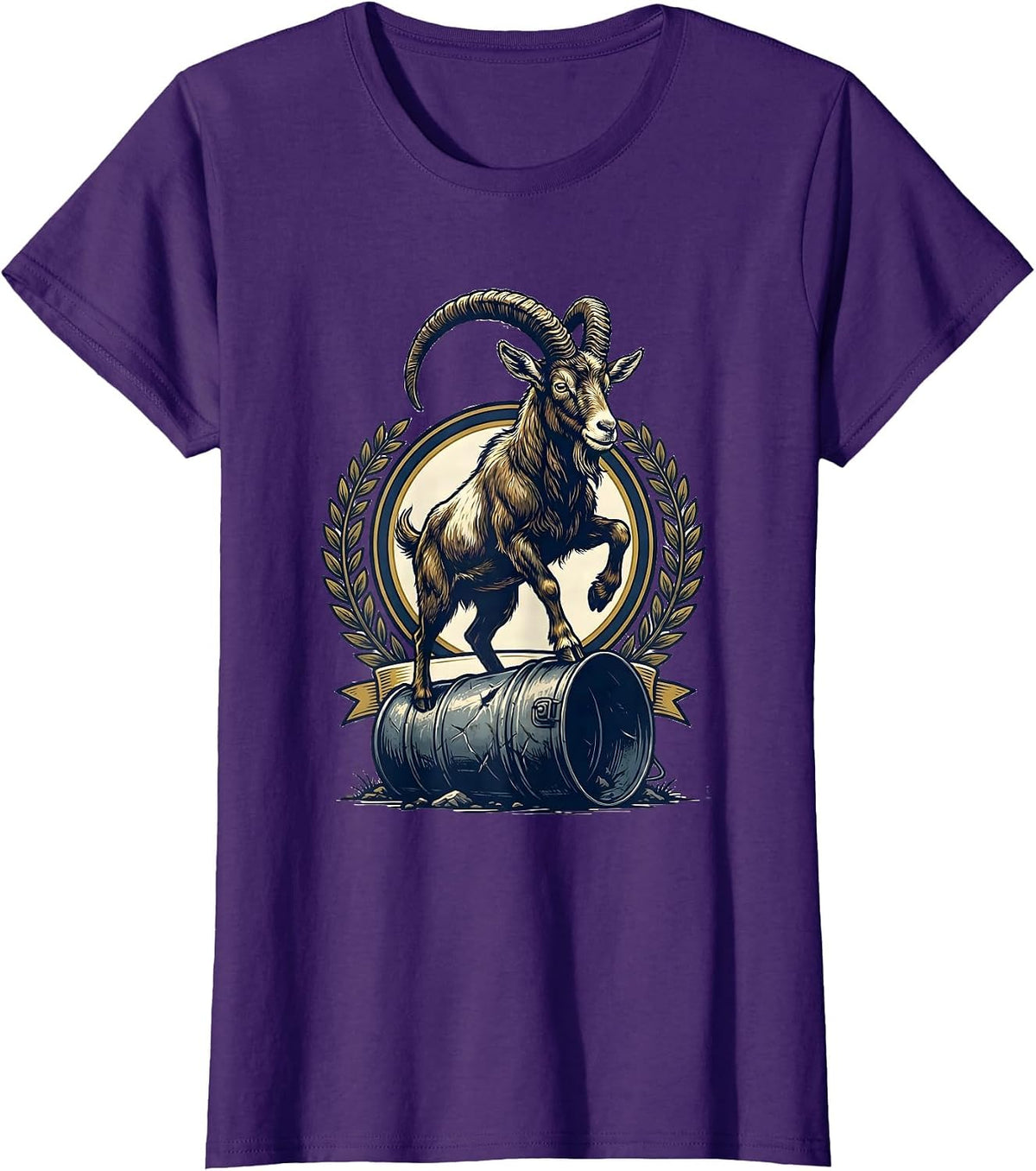 Women's Goat Crowned Emblem Goat Owner Farm Animal Humor T-Shirt - Purple
