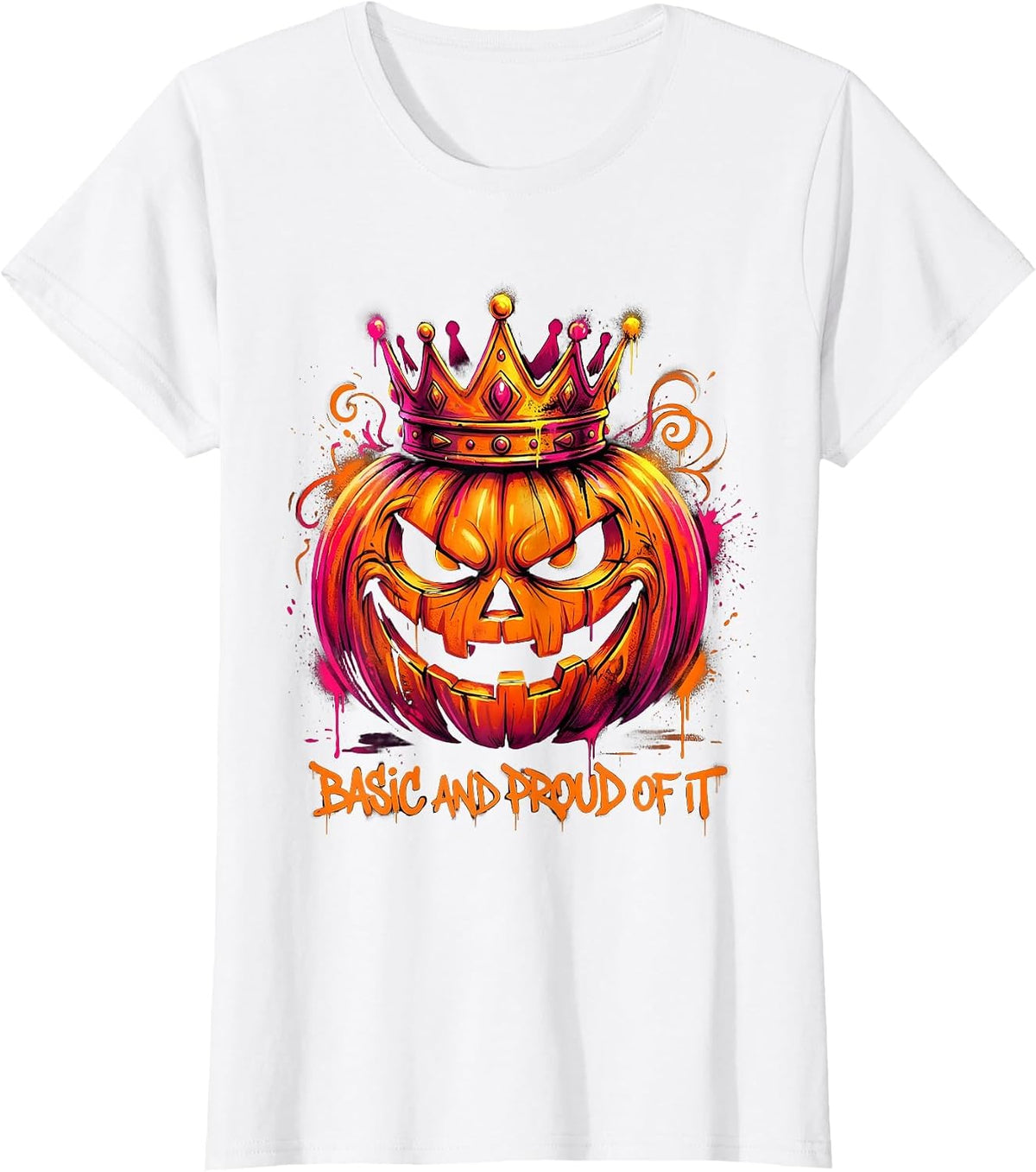 Women's Basic and Proud of It Pumpkin Fall Design T-Shirt - White