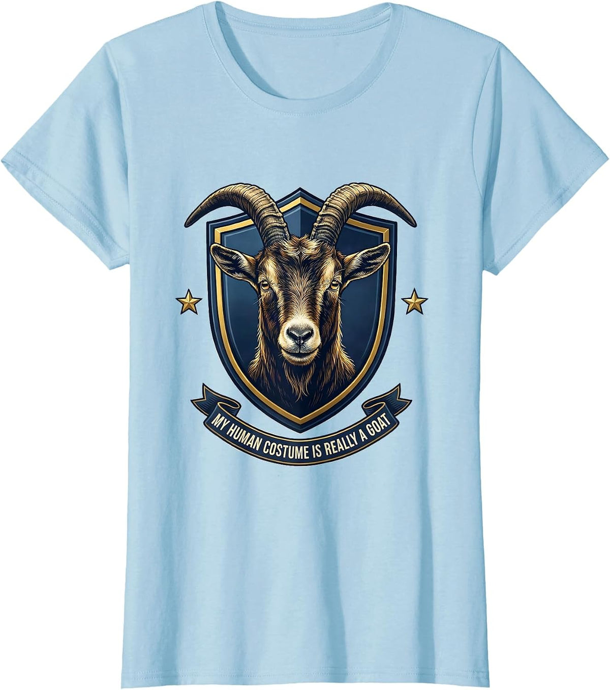 Women's My Human Costume Is Really A Goat Funny Goat Lover Halloween T-Shirt - Baby Blue