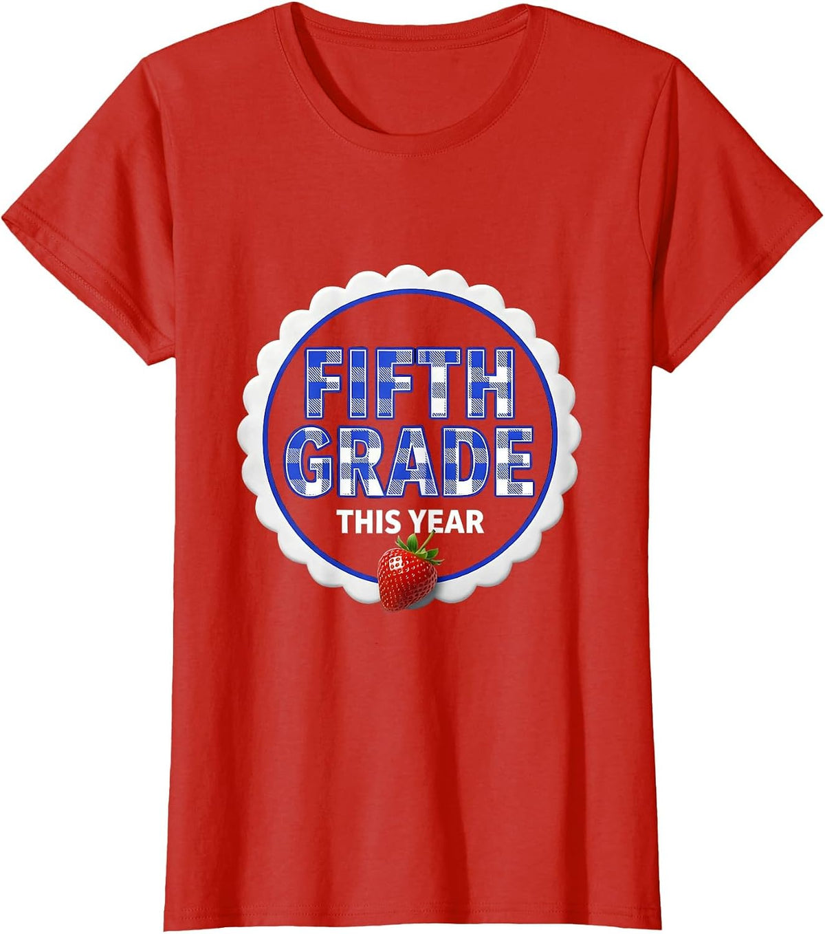 Fifth Grade This Year Cute Gingham Teacher Back To School T-Shirt - Red