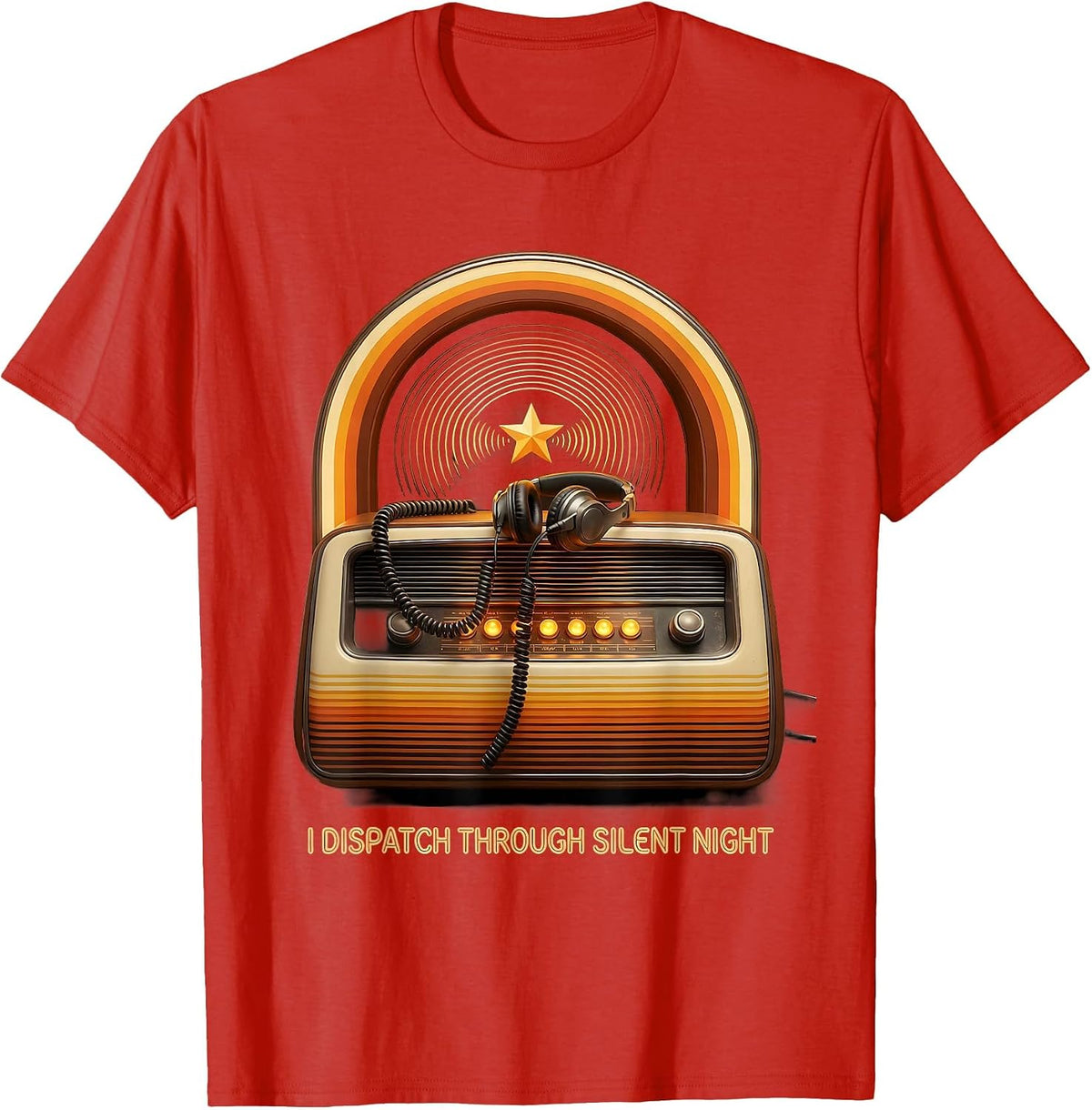 Men's I Dispatch Through Silent Night Retro 70s Funny 911 T-Shirt - Red