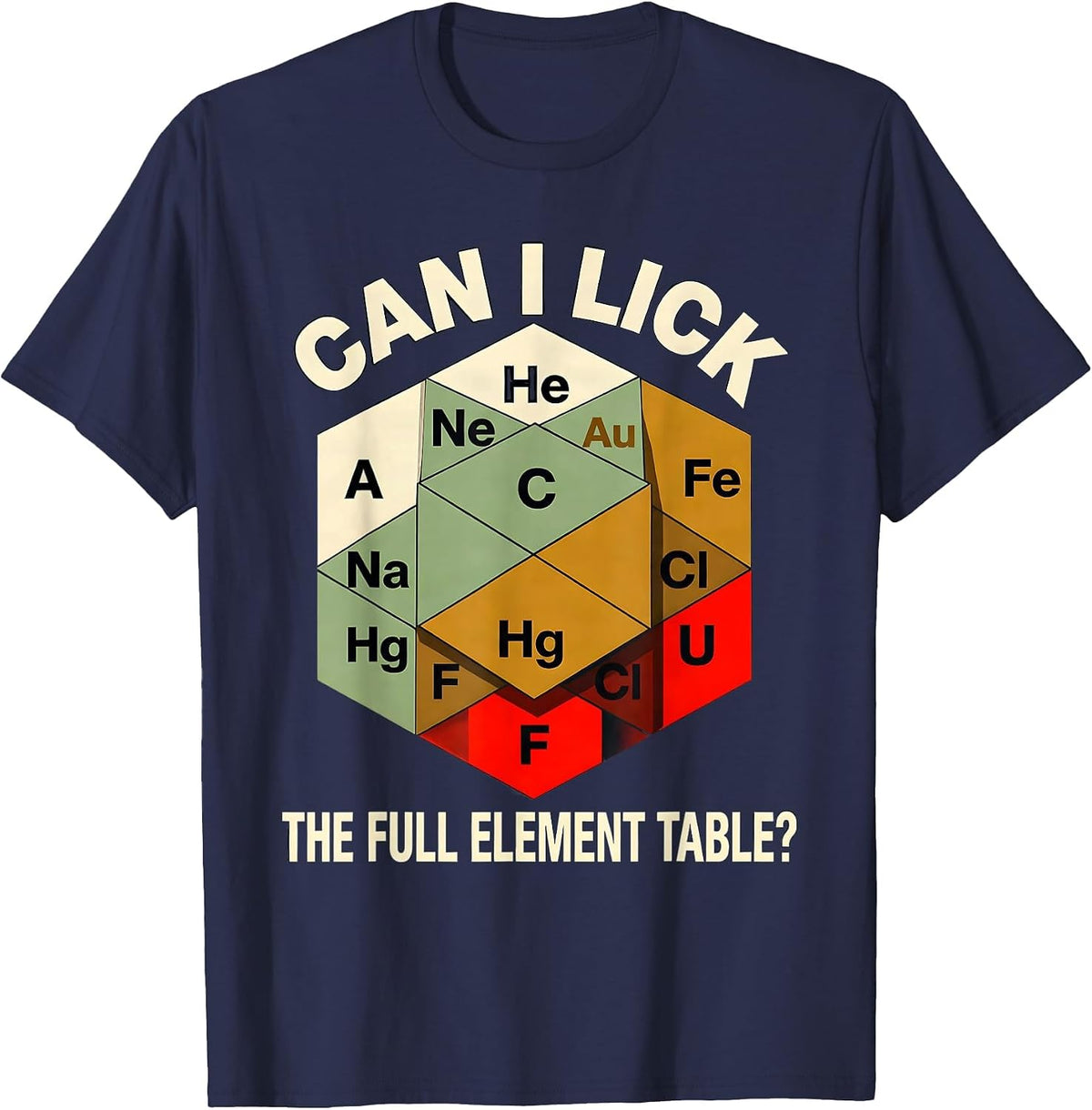 Men's Can I Lick The Full Element Table Funny Science Teacher T-Shirt - Navy Blue