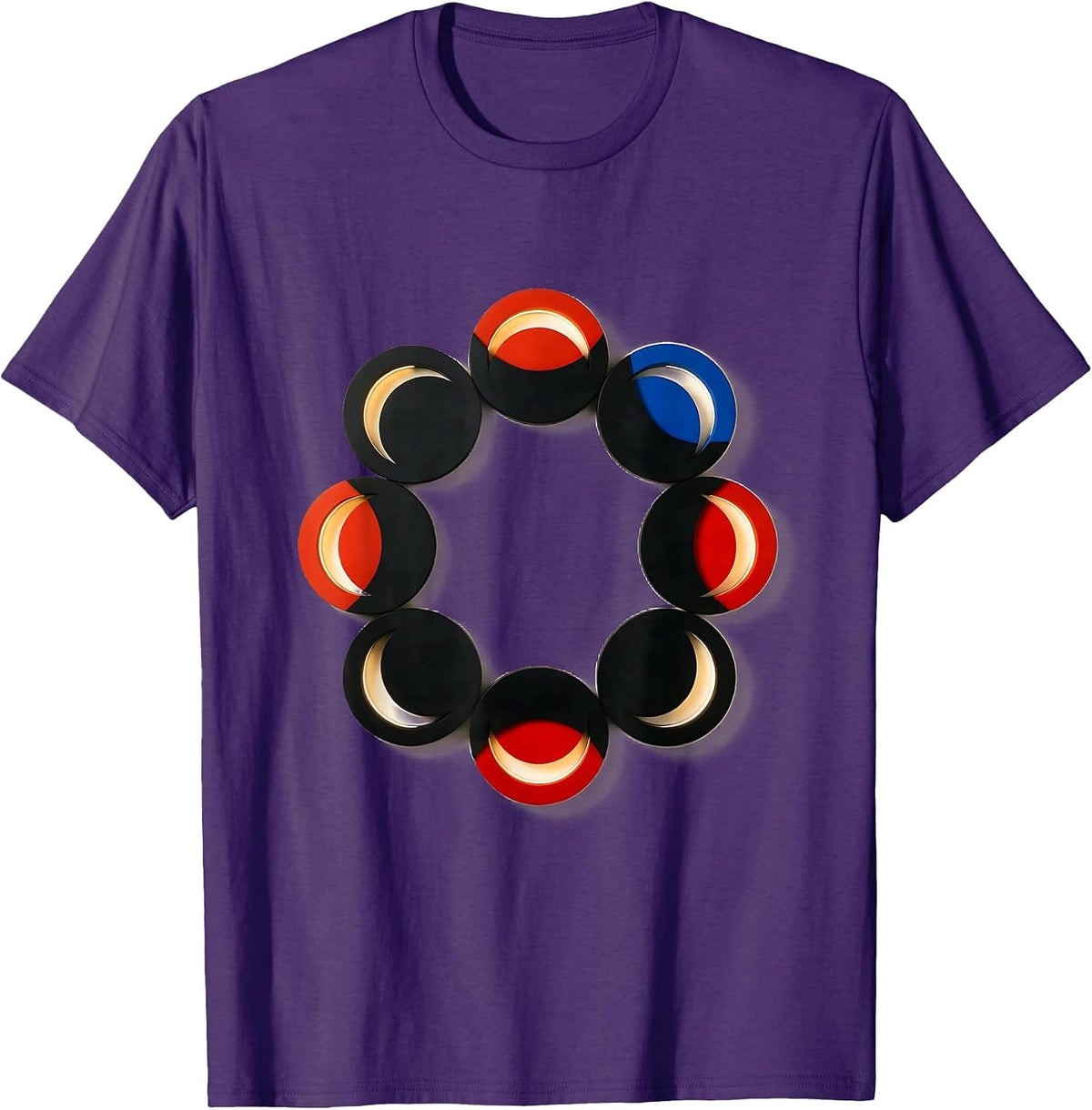 Moon Phase Circular Modules Bauhaus Modernist Astronomy T-Shirt - Purple