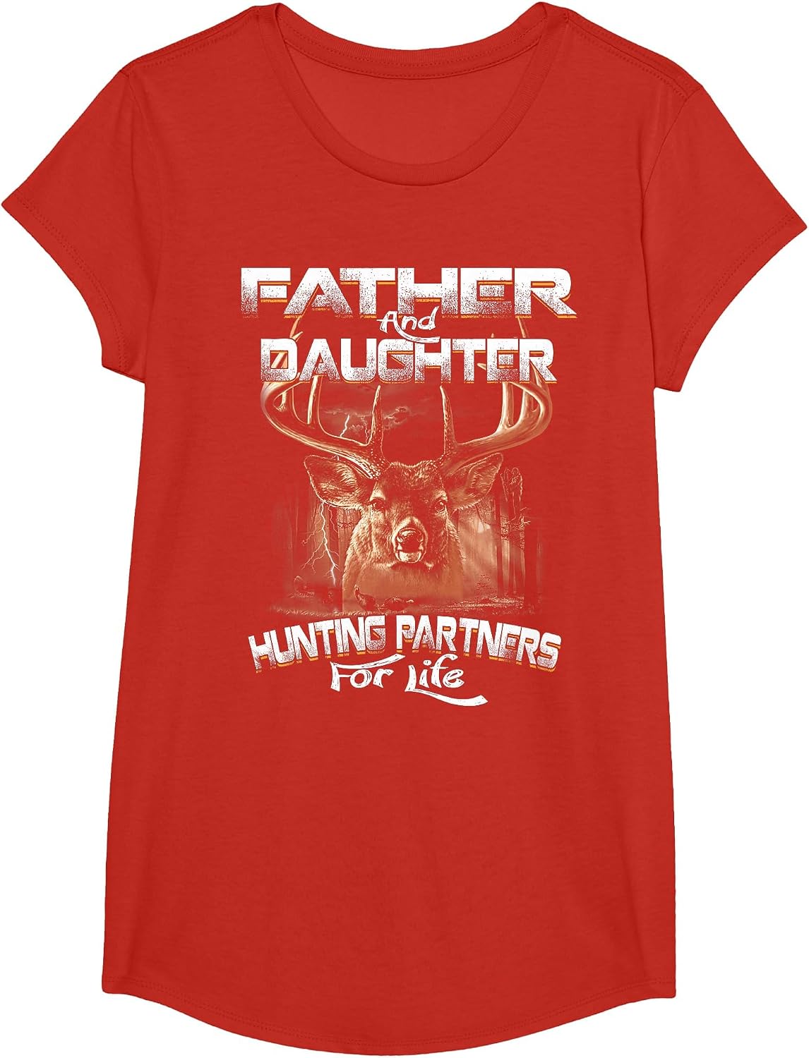 Father and Daughter Hunting Partners for Life Deer Hunter T-Shirt - Girls Red