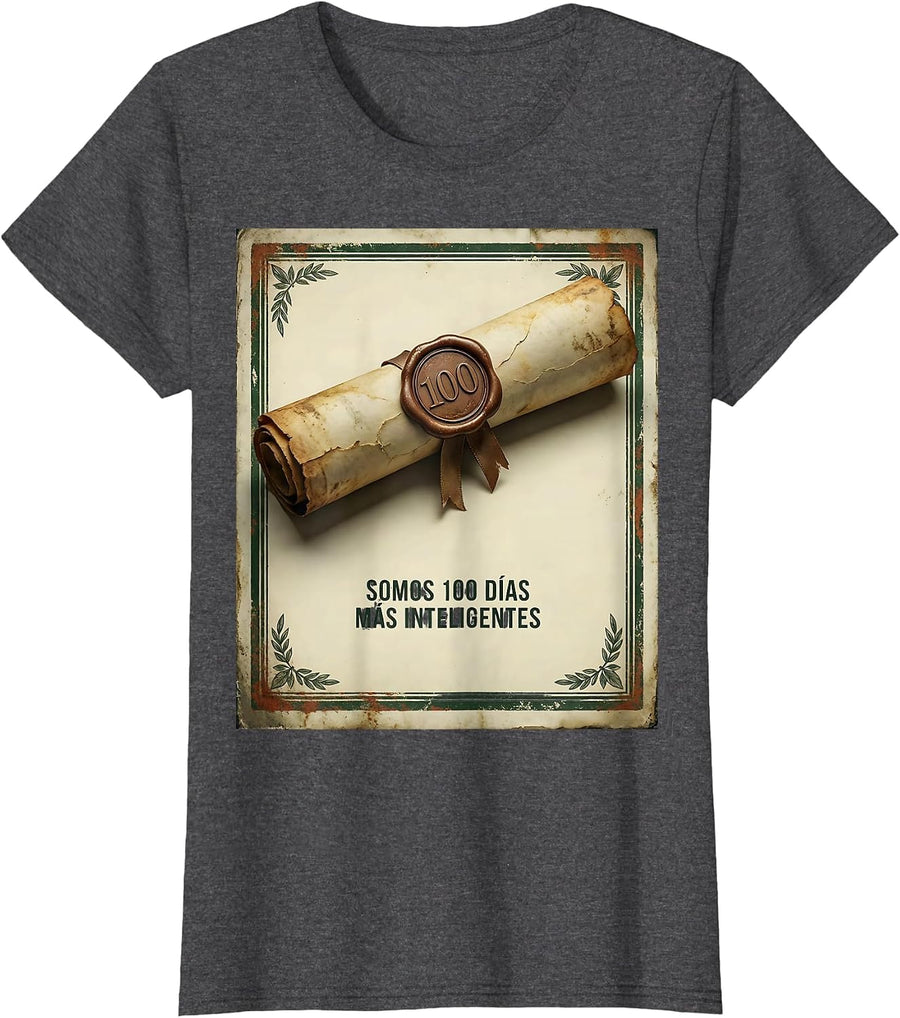 Women's Somos 100 Días Más Inteligentes Vintage Spanish Teacher T-Shirt - Dark Heather Grey