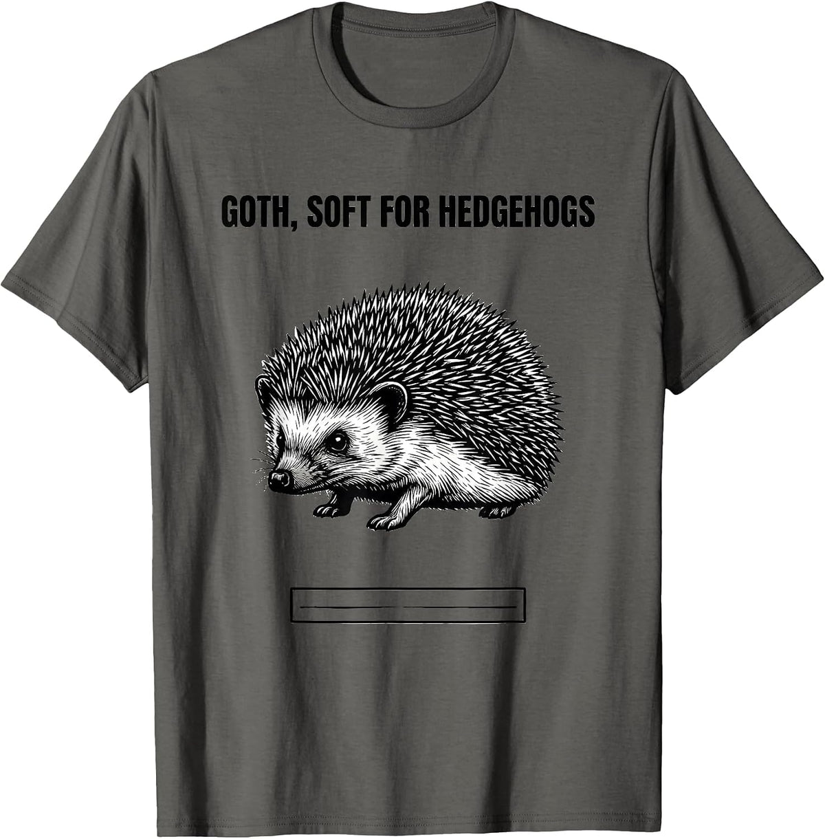 Goth Soft For Hedgehogs Line Art Y2K Alt Grunge T-Shirt - Asphalt Grey