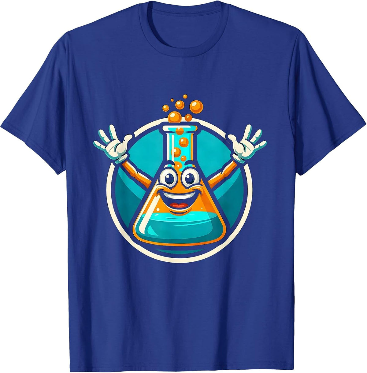 Men's Chemistry Flask Bubbling Colorful Liquid Science Art T-Shirt - Royal Blue