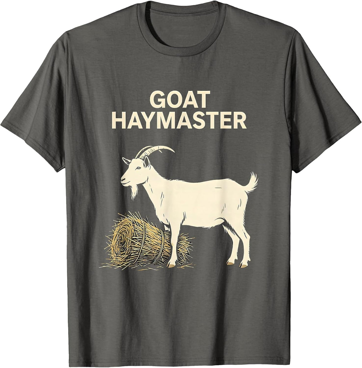 Men's Goat Haymaster Funny Goat Owner Farmer Humor T-Shirt - Asphalt Grey