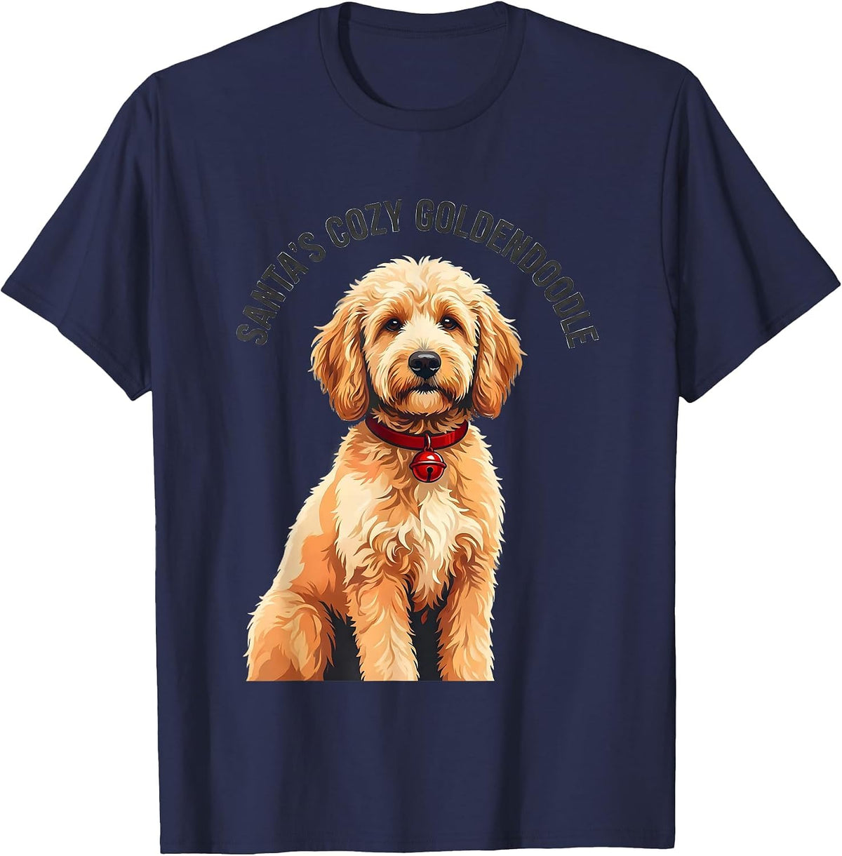 Men's Santa's Cozy Goldendoodle Holiday Dog Lover Christmas Pajama T-Shirt - Navy Blue