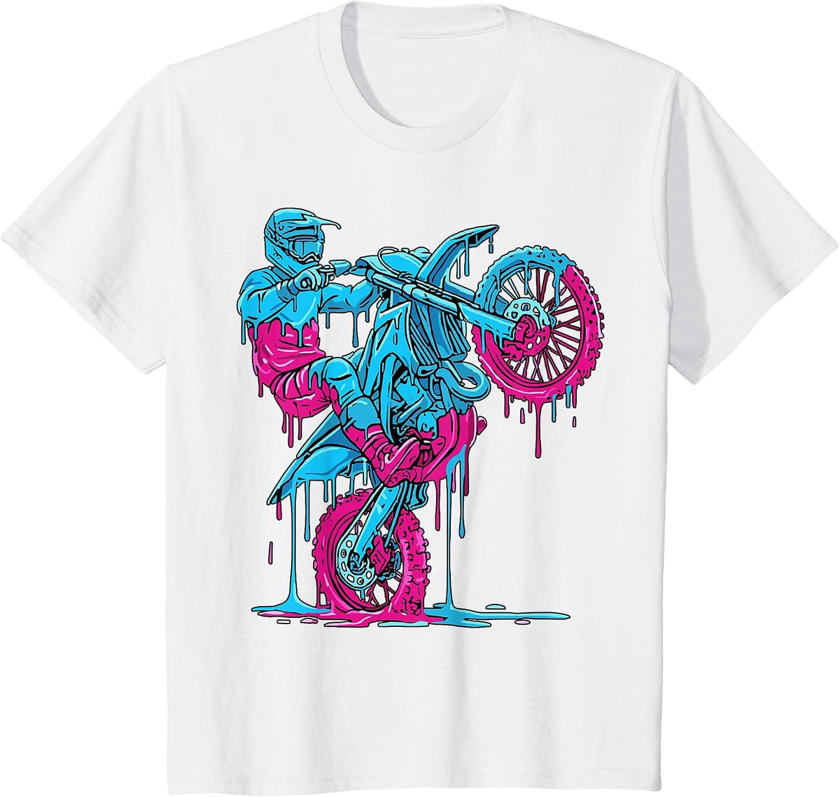 Dirt Bike Rider Drip Motocross T-Shirt - White