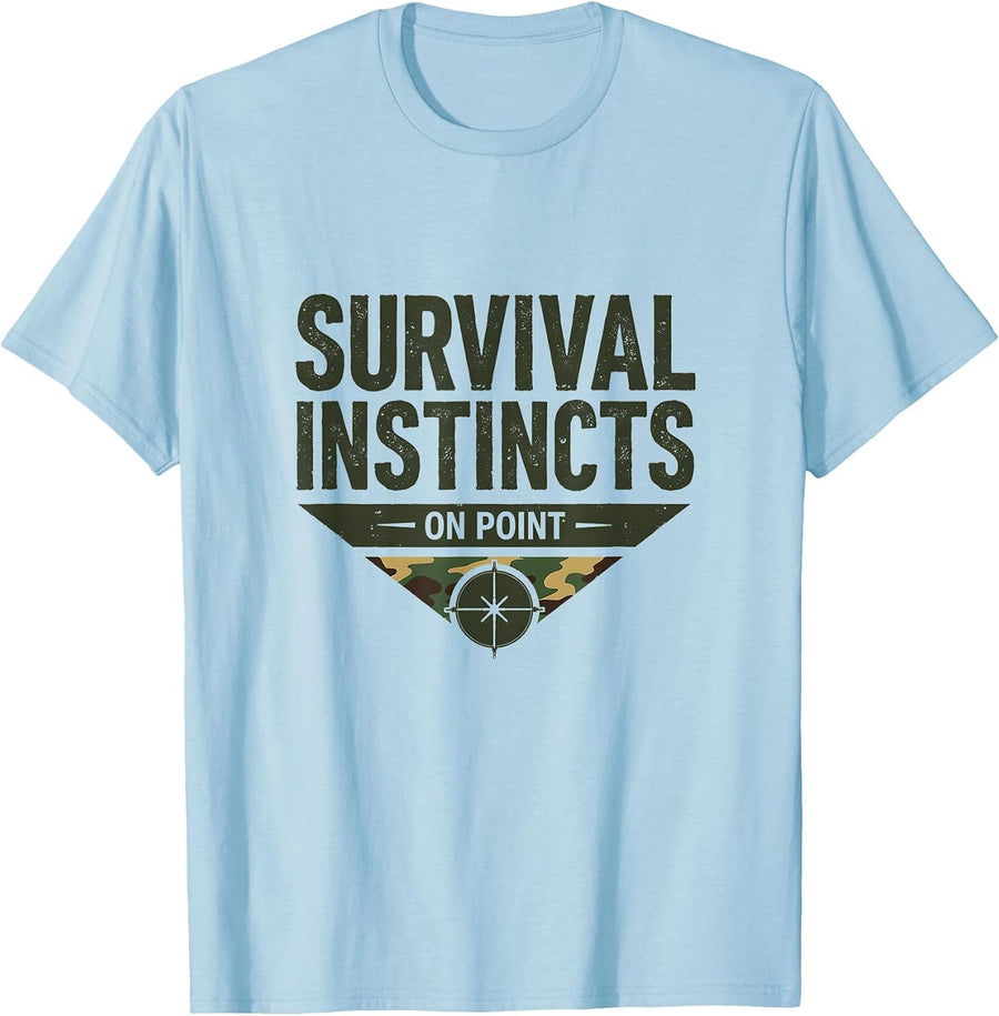 Survival Instincts On Point Camo Design T-Shirt - Baby Blue