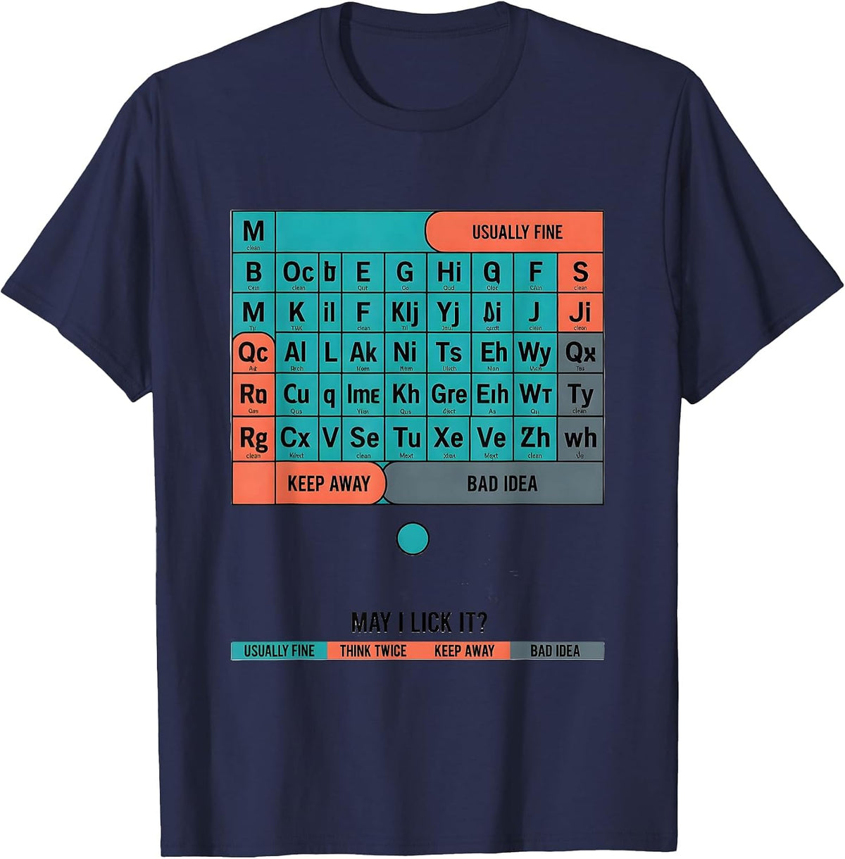 Men's May I Lick It Periodic Table Funny Science Teacher Gift T-Shirt - Navy Blue