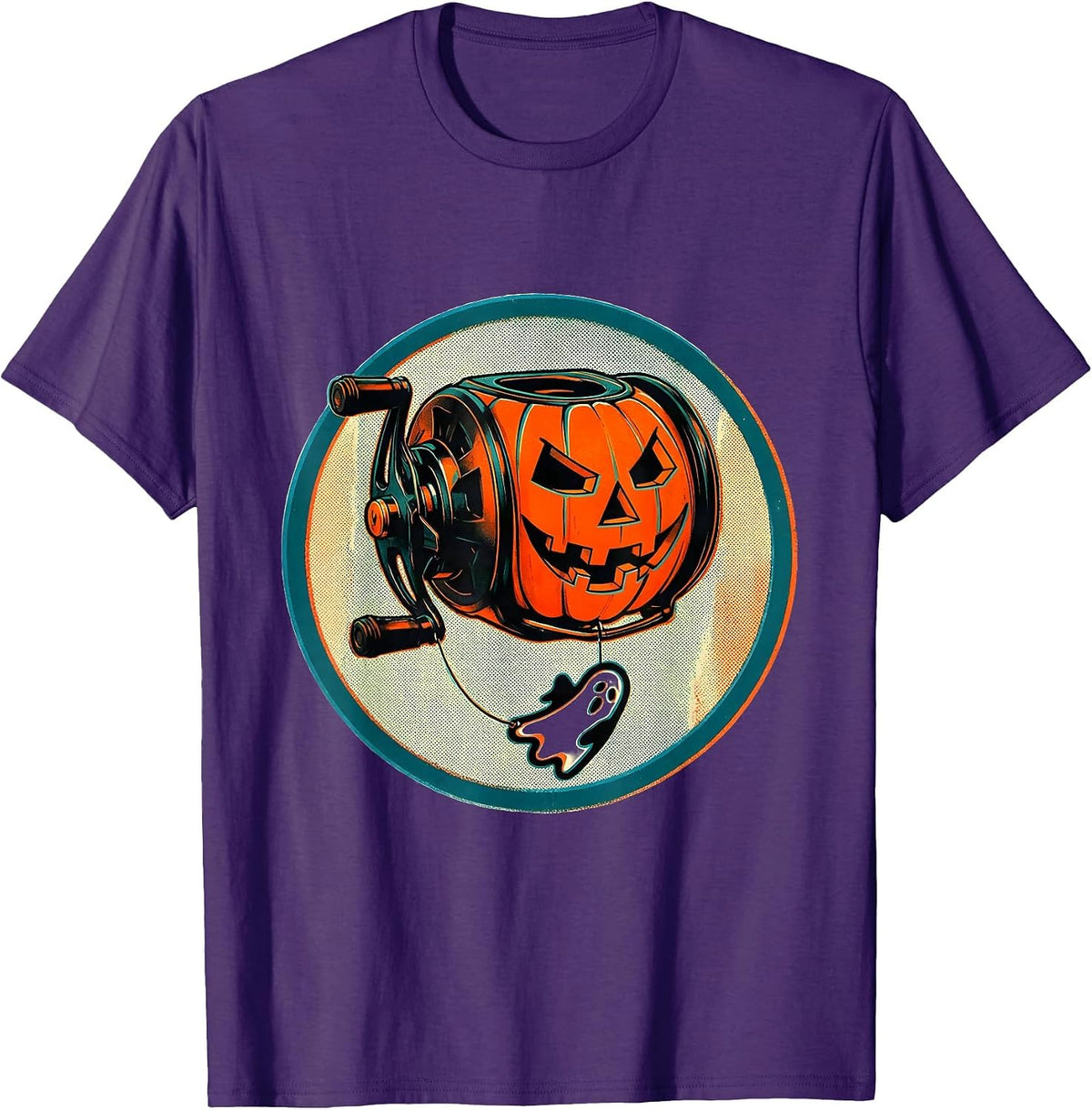 Sealed Fly Reel Halloween Monster Fishing Ghost Spooky T-Shirt - Purple