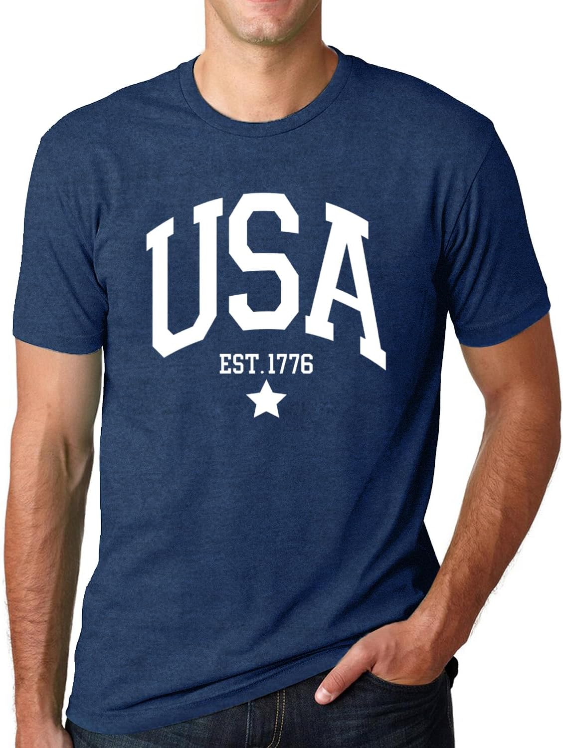 SUWATOIN USA 4th of July Shirts for Men American Flag Short Sleeve Patriotic Independence Day Tee Top - Blue1