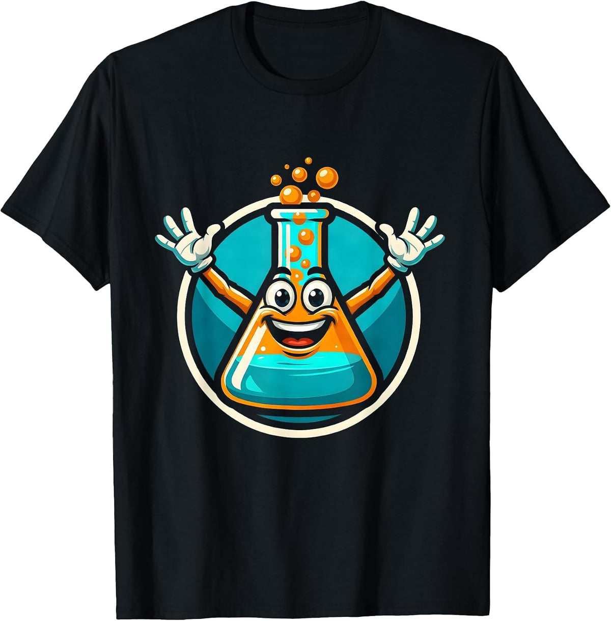 Men's Chemistry Flask Bubbling Colorful Liquid Science Art T-Shirt - Black