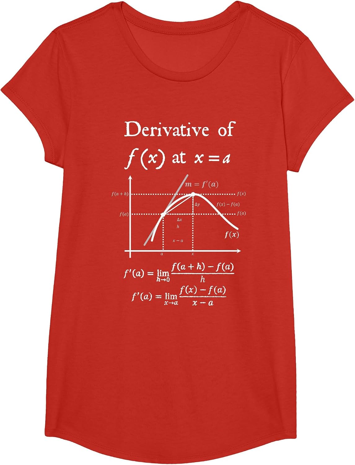Nerdy Definition of Derivative Limit Calculus Math Teacher T-Shirt - Girls Red