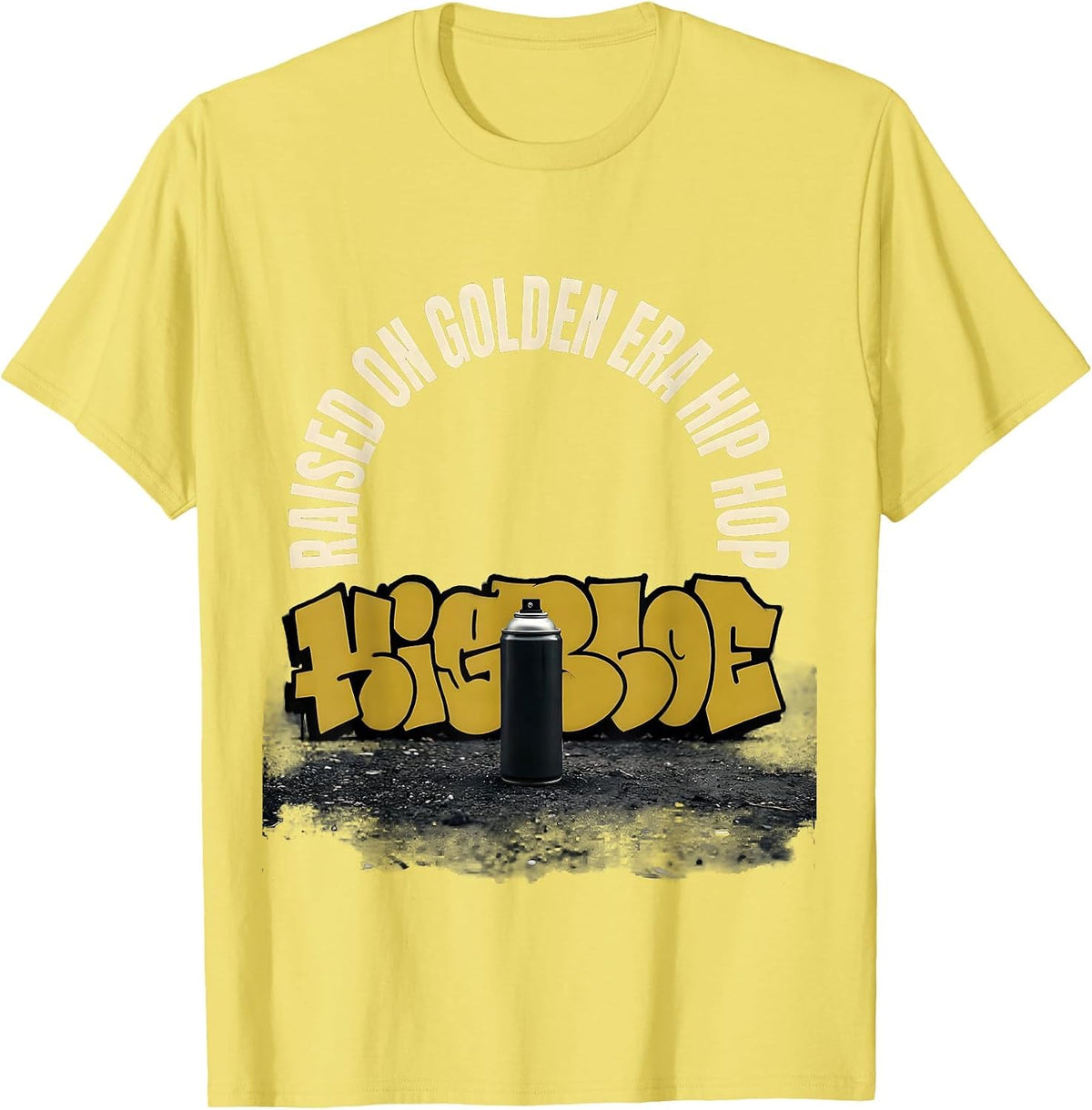 Men's Raised On Golden Era Hip Hop Vintage Streetwear Nostalgia T-Shirt - Lemon Yellow