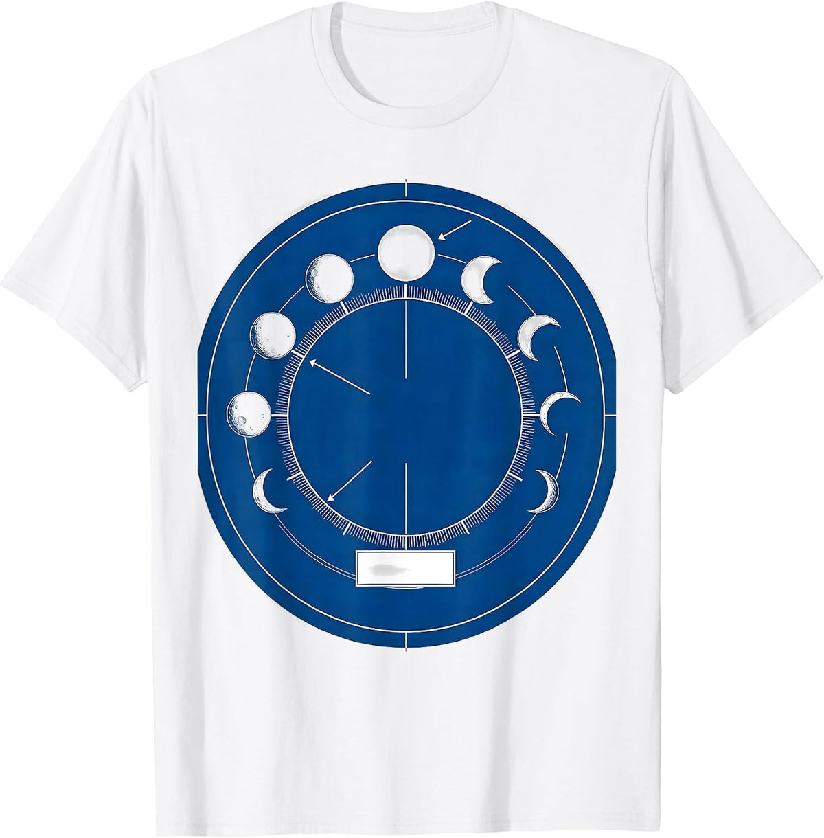 Men's Lunar Disc Phases Celestial Astronomy Teacher T-Shirt - White