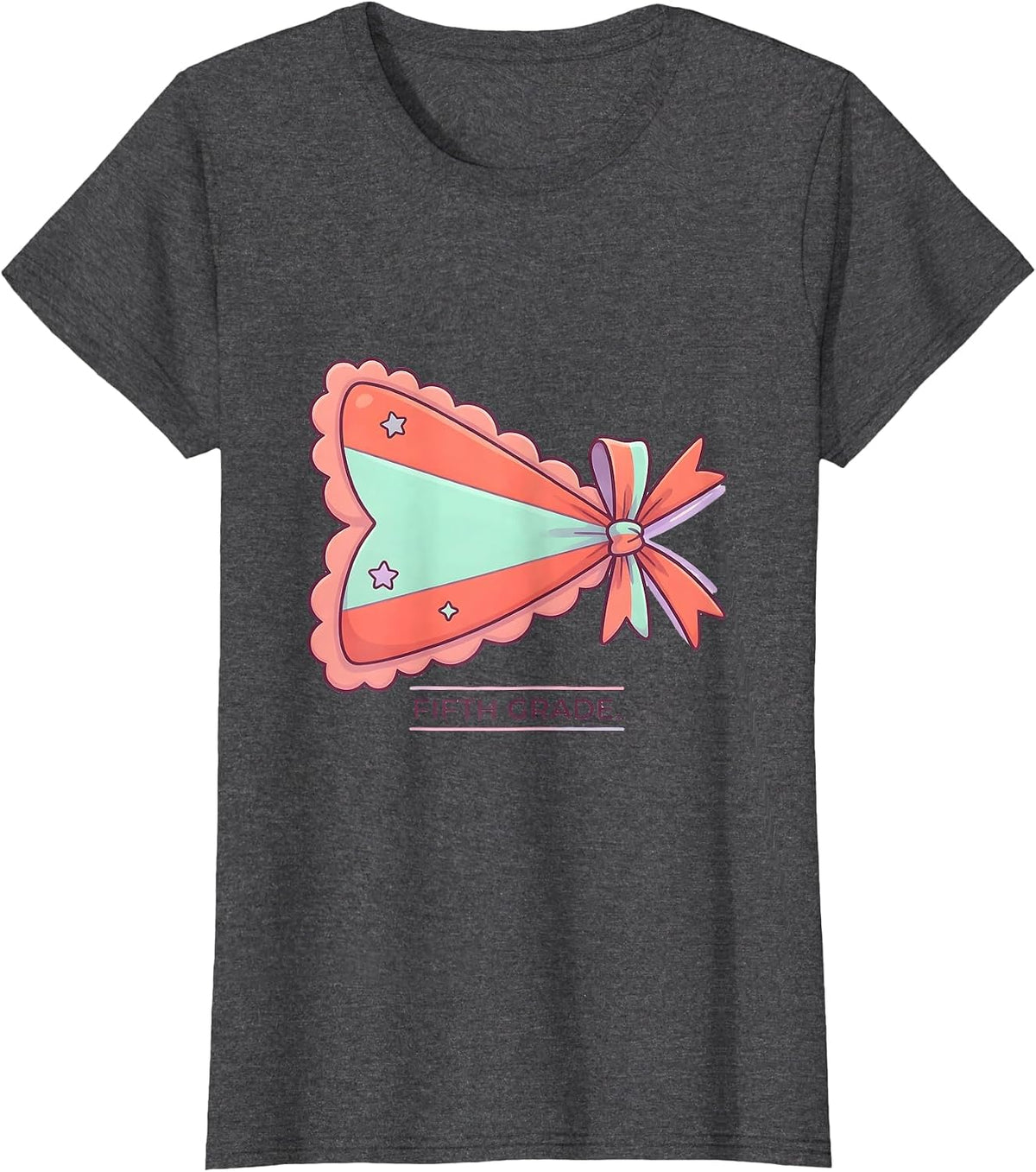 Women's Fifth Grade Cute Kawaii Back To School Girl Teacher T-Shirt - Dark Heather Grey