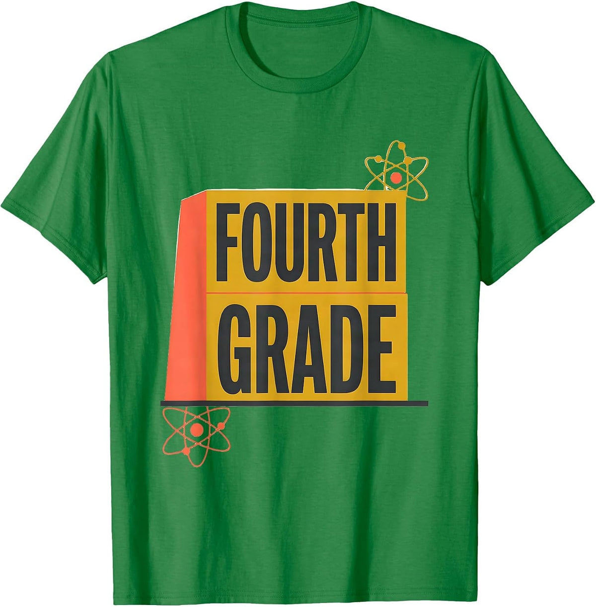Men's Fourth Grade Retro Midcentury Modern Teacher Student Back T-Shirt - Kelly Green