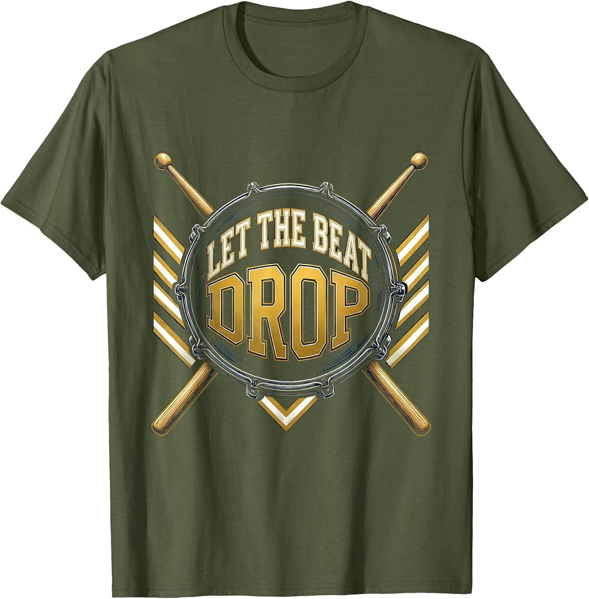 Men's Let the Beat Drop Hip Hop Music Design T-Shirt - Olive Green