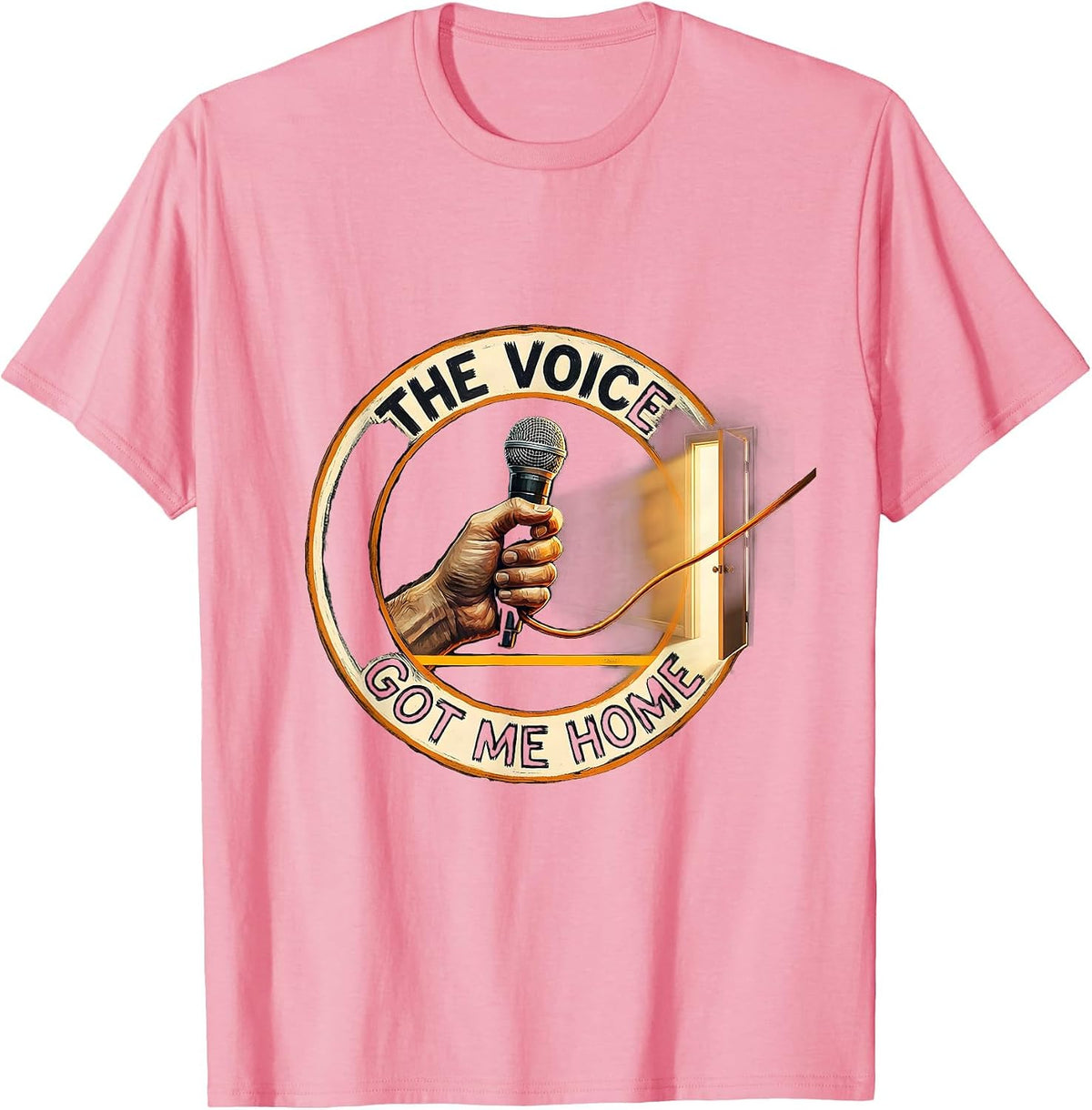 Men's The Voice Got Me Home 911 Dispatcher Emergency Dispatch Thin T-Shirt - Pink