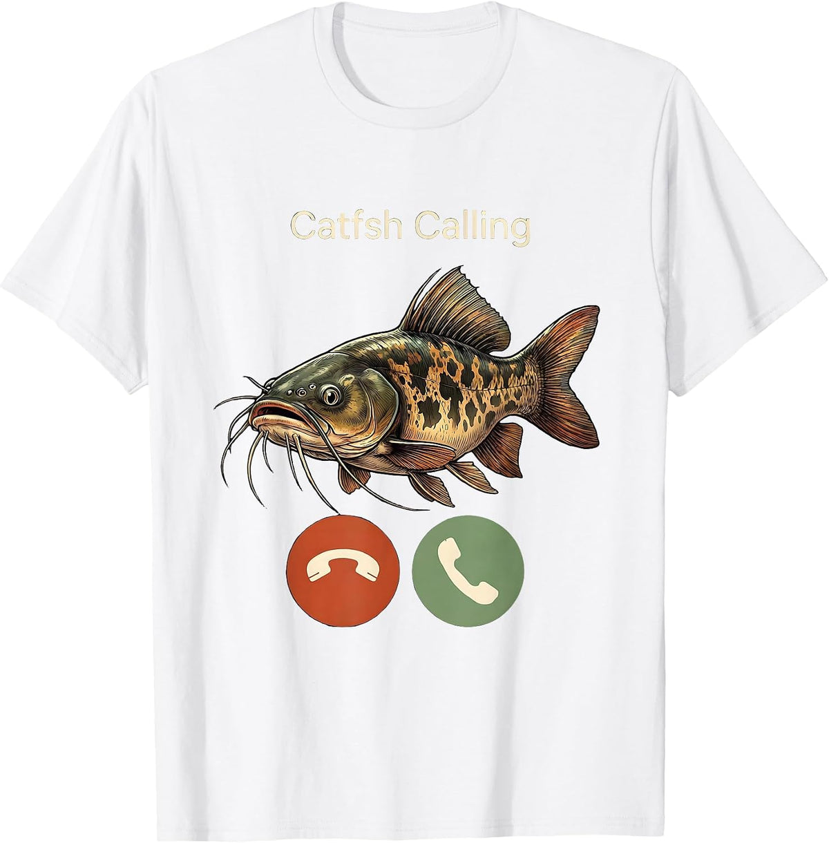 Men's Catfsh Calling Funny Fishing Meme Phone Call Parody T-Shirt - White