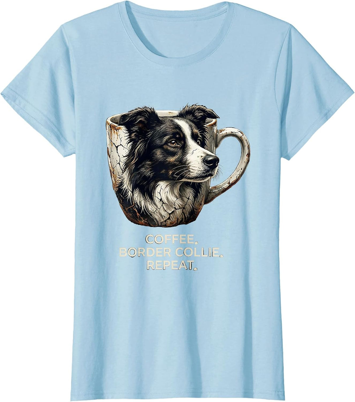 Coffee. Border Collie. Repeat. Funny Dog Owner Coffee Lover T-Shirt - Baby Blue