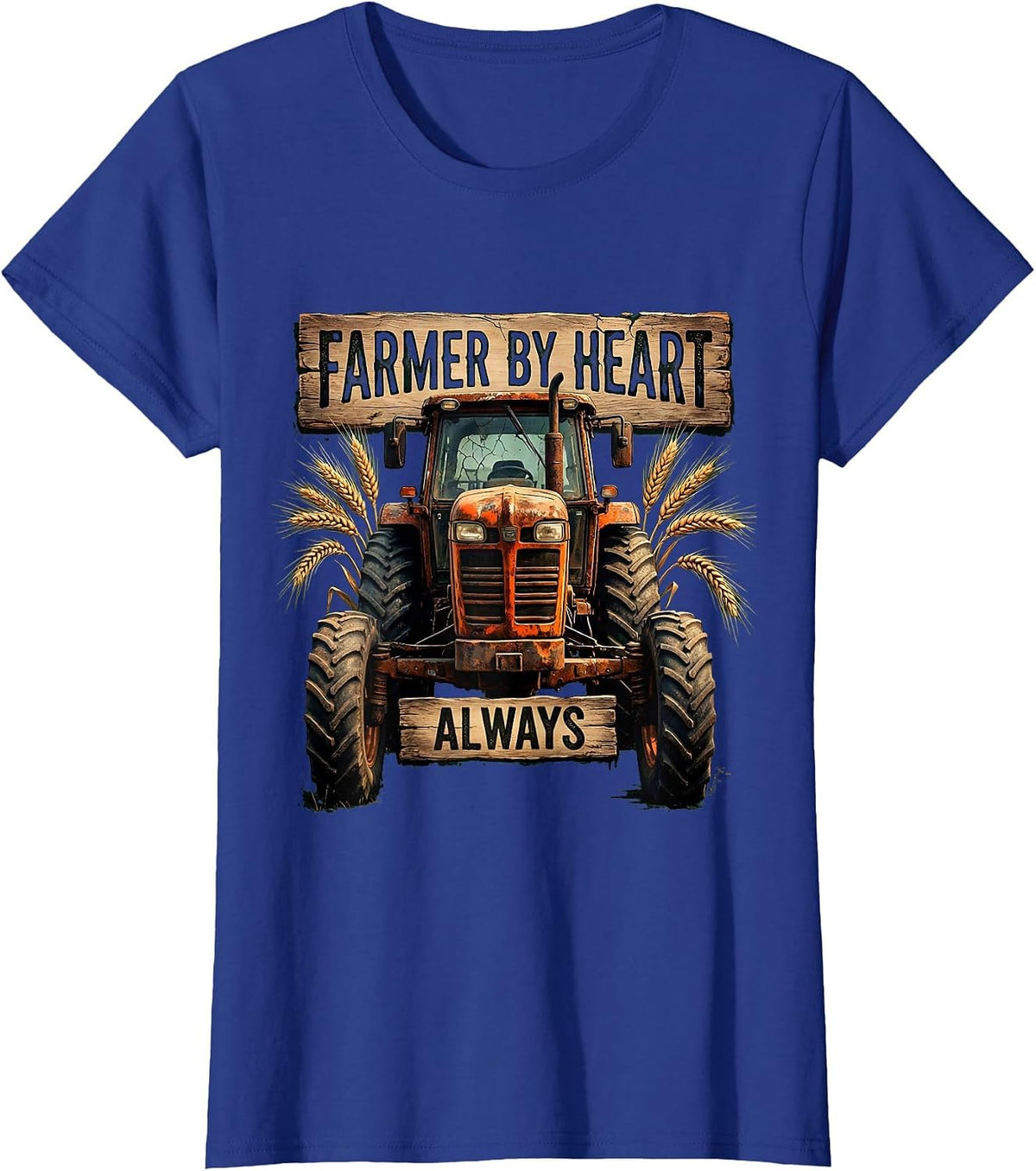 Women's Farmer By Heart Always Country Pride Design T-Shirt - Royal Blue