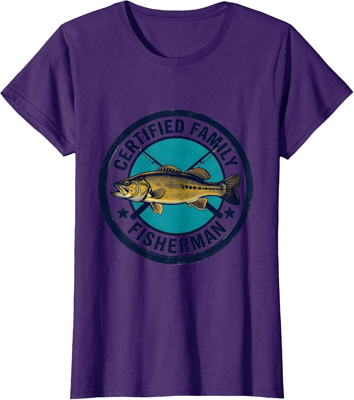 Women's Certified Family Fisherman Funny Fishing Humor Gift T-Shirt - Purple