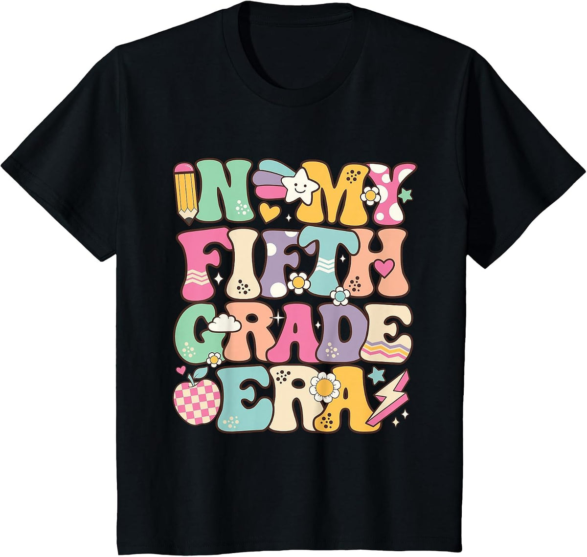 in My Fifth Grade Era Girl Back to School 5th Grade Teacher T-Shirt - Black