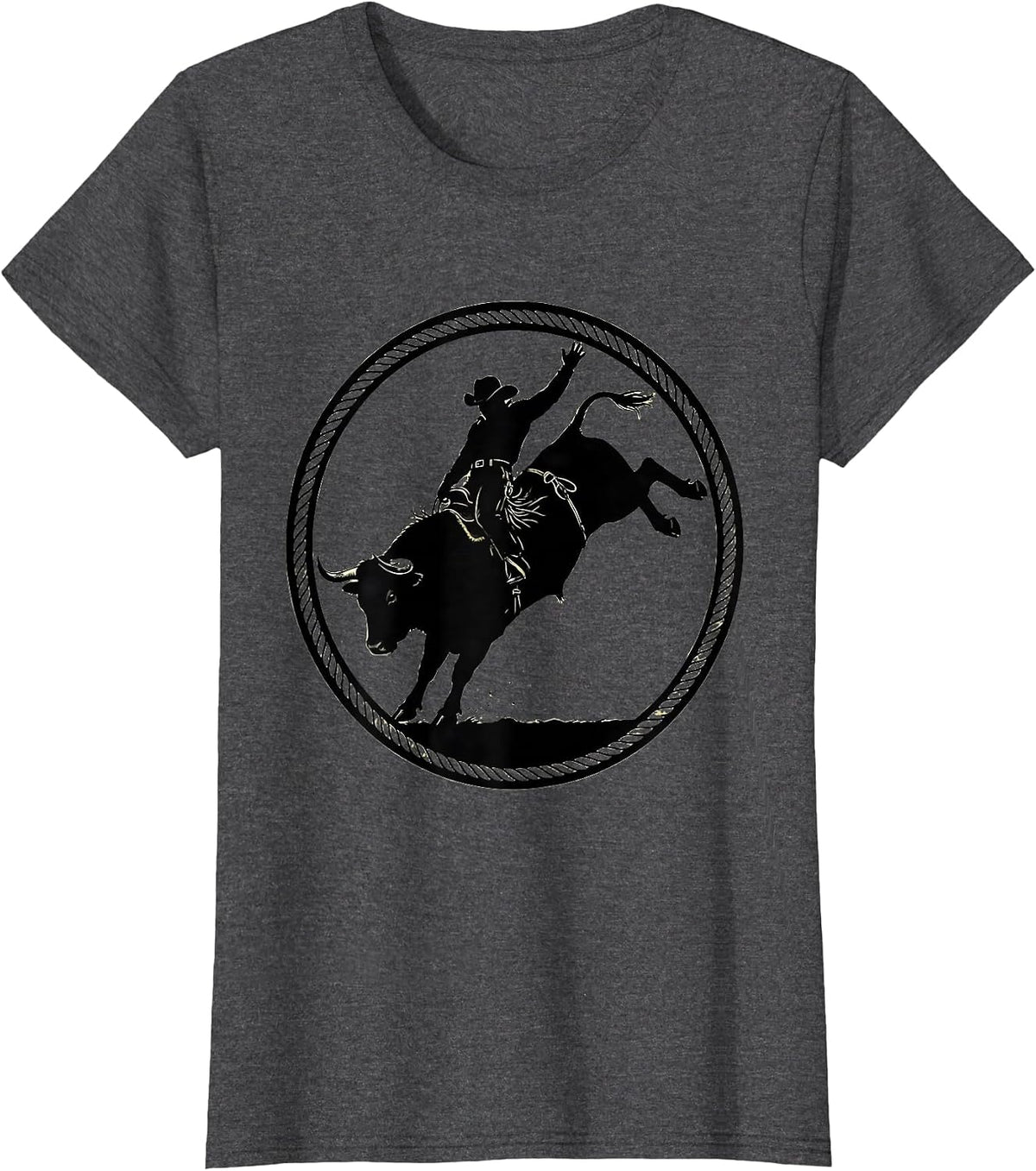 Women's 90s Country Rodeo Bull Riding Graphic T-Shirt - Dark Heather Grey