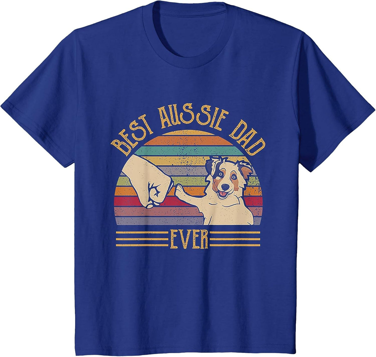 Best Aussie Dad Ever Retro Vintage Sunset T-Shirt - Royal Blue