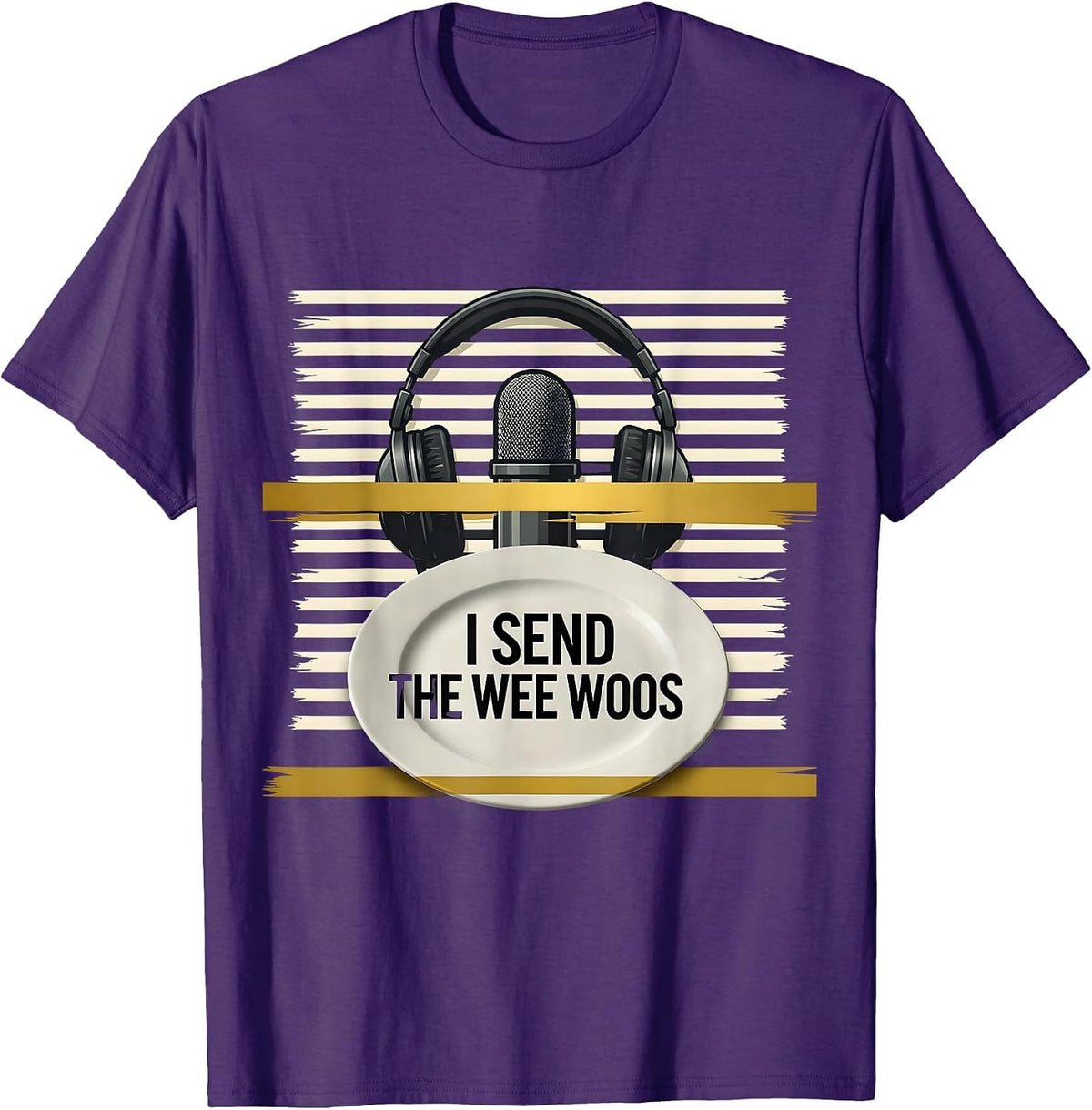 I Send The Wee Woos Thin Gold Line 911 Dispatcher Tribute T-Shirt - Purple