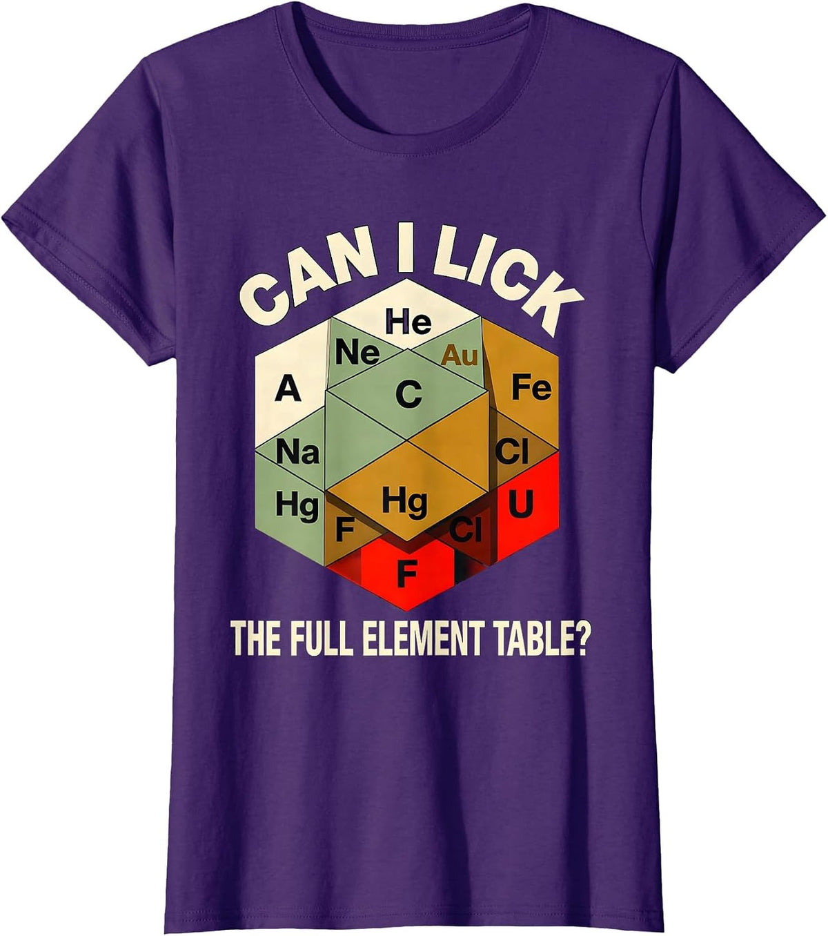 Women's Can I Lick The Full Element Table Funny Science Teacher T-Shirt - Purple
