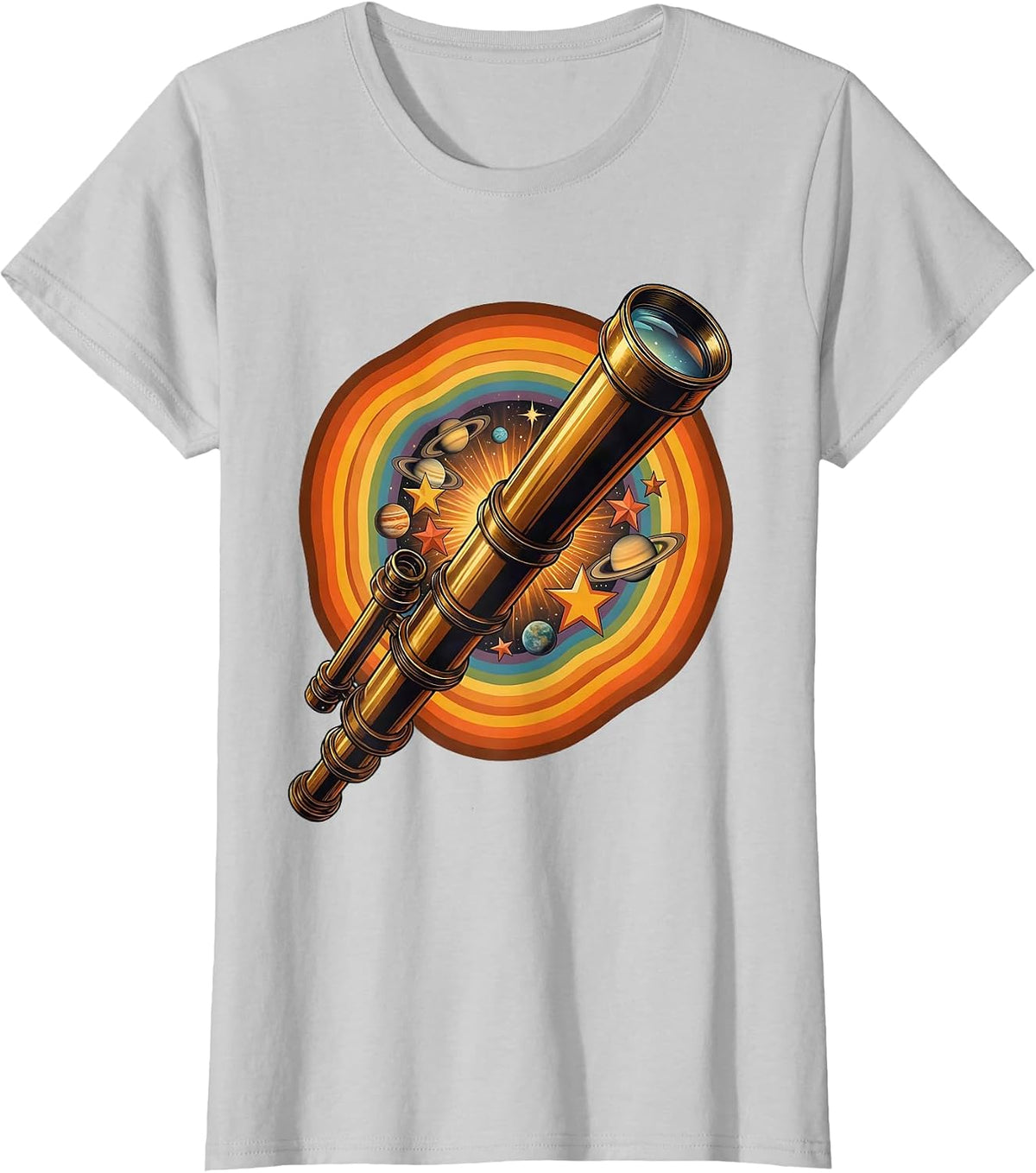 Teacher Astronomer Telescope Classroom Science Art T-Shirt - Silver Grey