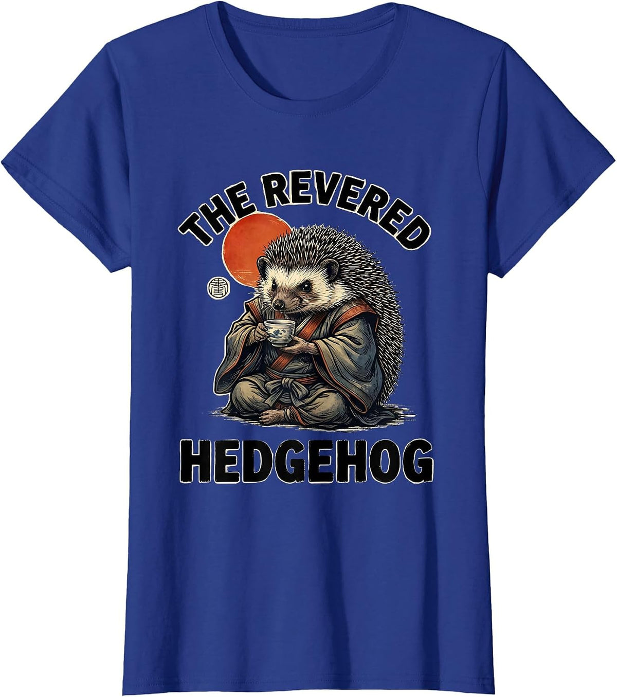 Women's The Revered Hedgehog Funny Japanese Ukiyo-e Anime Art T-Shirt - Royal Blue